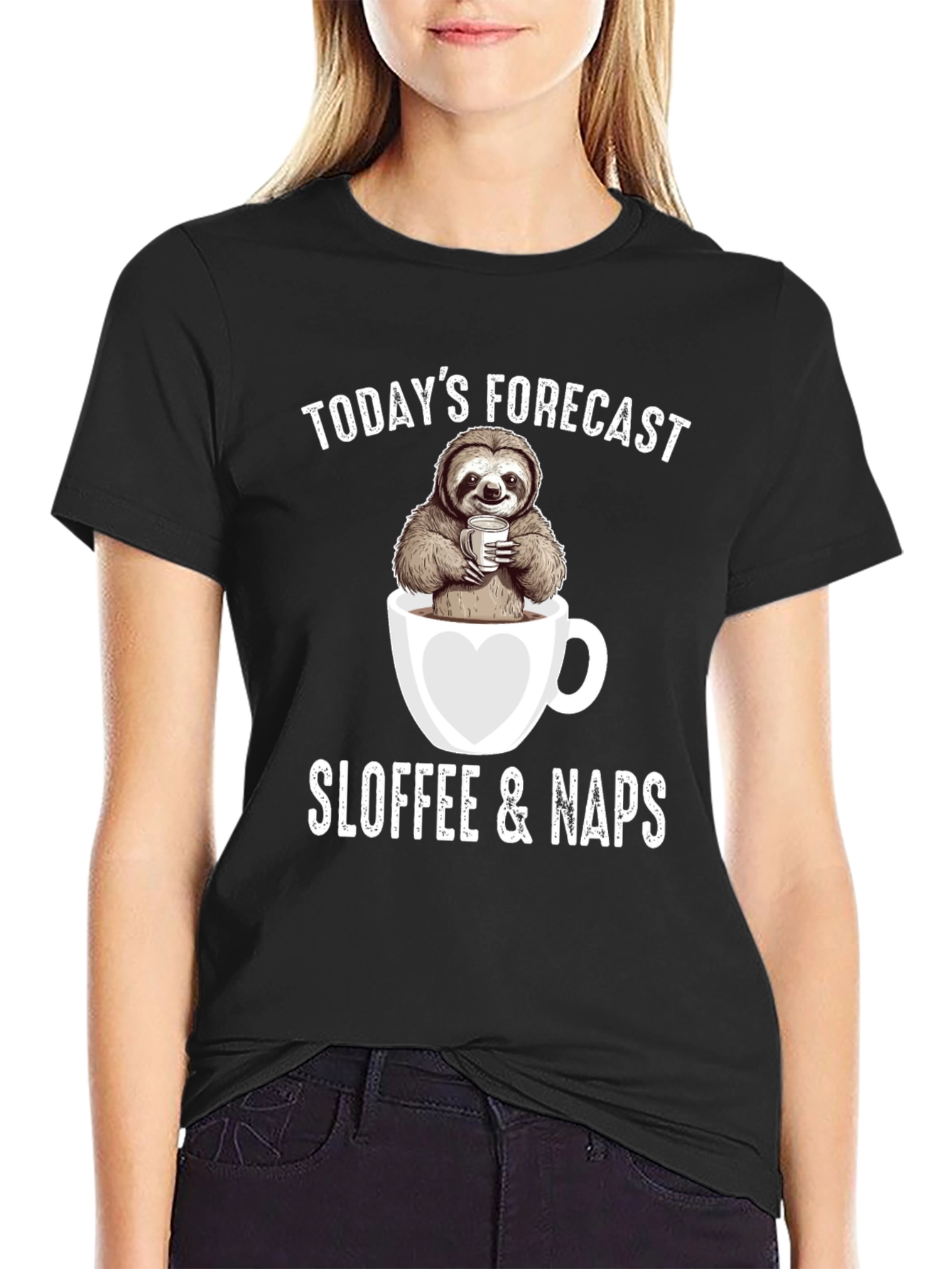 Black Sloth Coffee Nap Forecast T-Shirt view 2