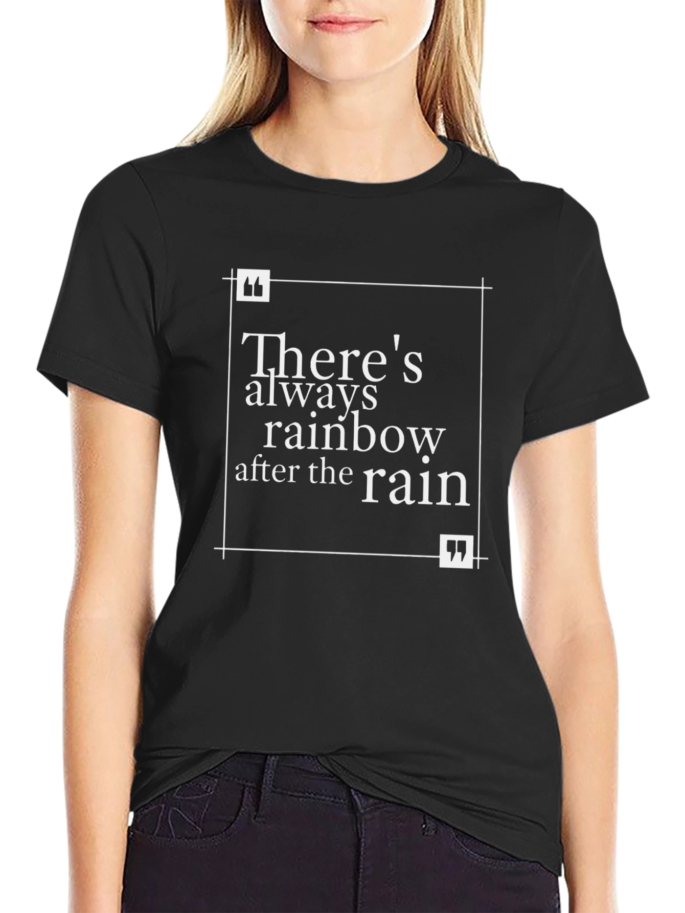 Black Inspirational Quote T-Shirt - Always Rainbow After Rain view 2