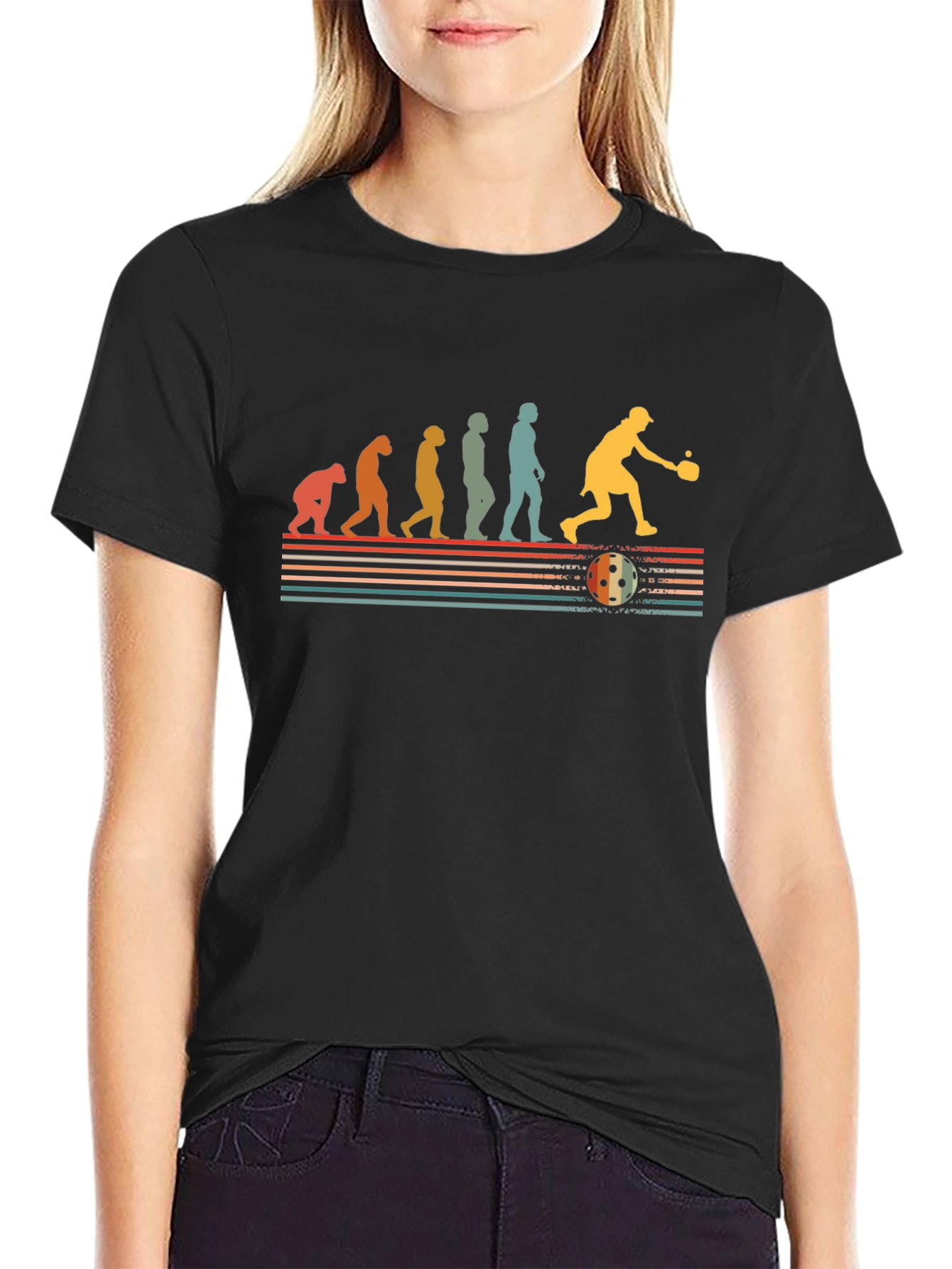 Black Pickleball Evolution Graphic Tee view 2