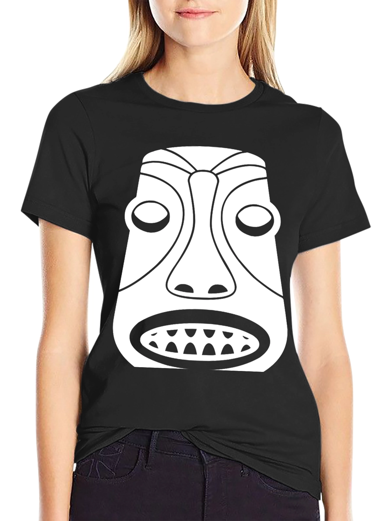 Black Tribal Mask Graphic Tee - Unique Design view 2