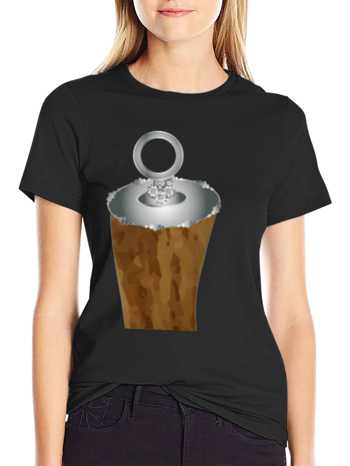 Black Funny Ice Cream Cone Ring Black T-Shirt view 2