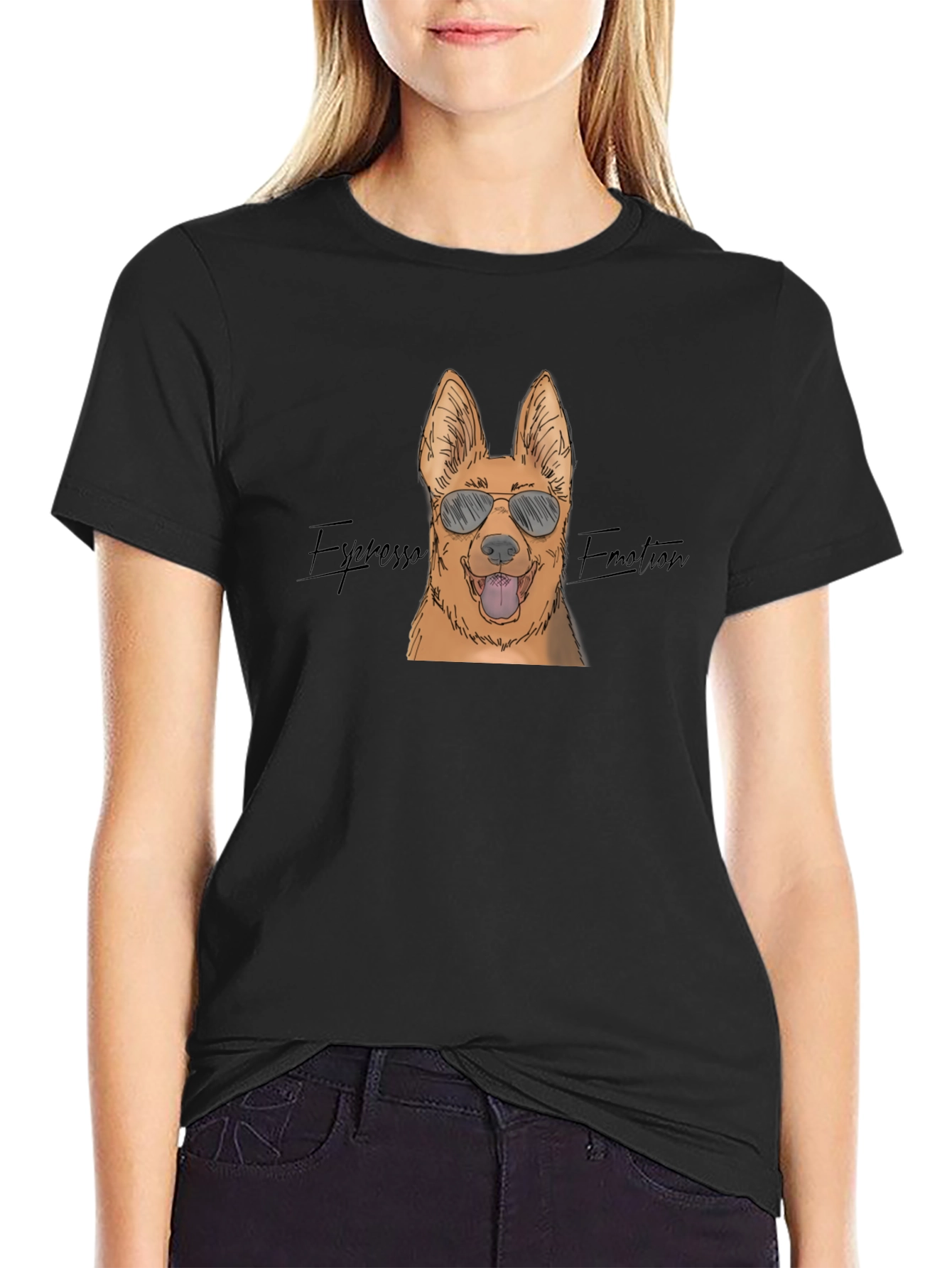 Black Cool Dog T-Shirt - Espresso Emotion Graphic Tee view 2