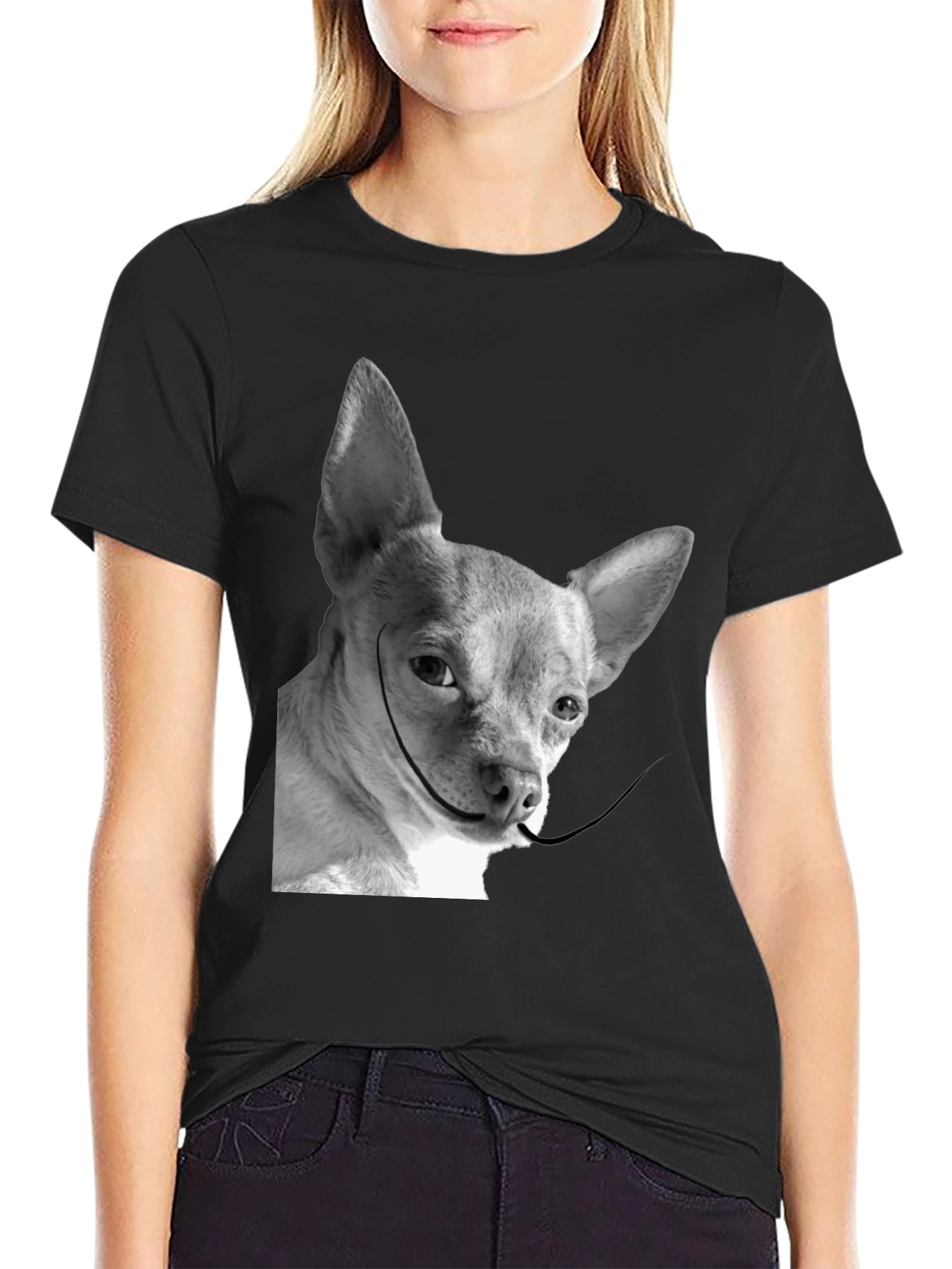 Black Dali Dog T-Shirt: Quirky Chihuahua Tee view 2