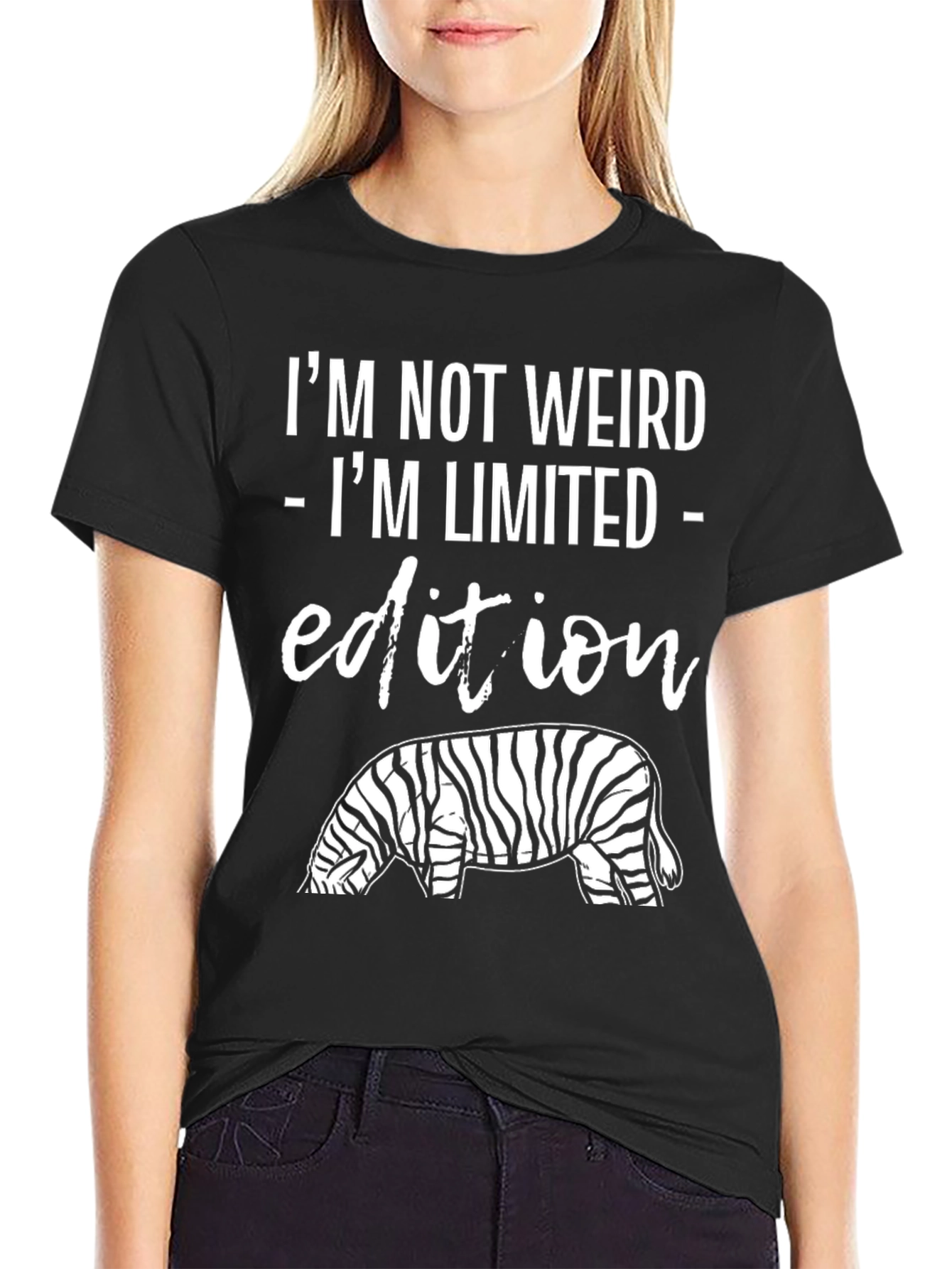 Black I'm Not Weird Limited Edition Zebra Graphic T-Shirt view 2