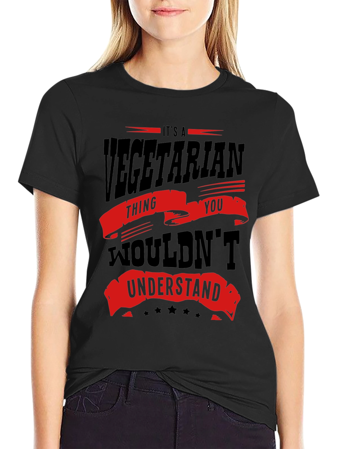 Black Vegetarian Thing T-Shirt view 2