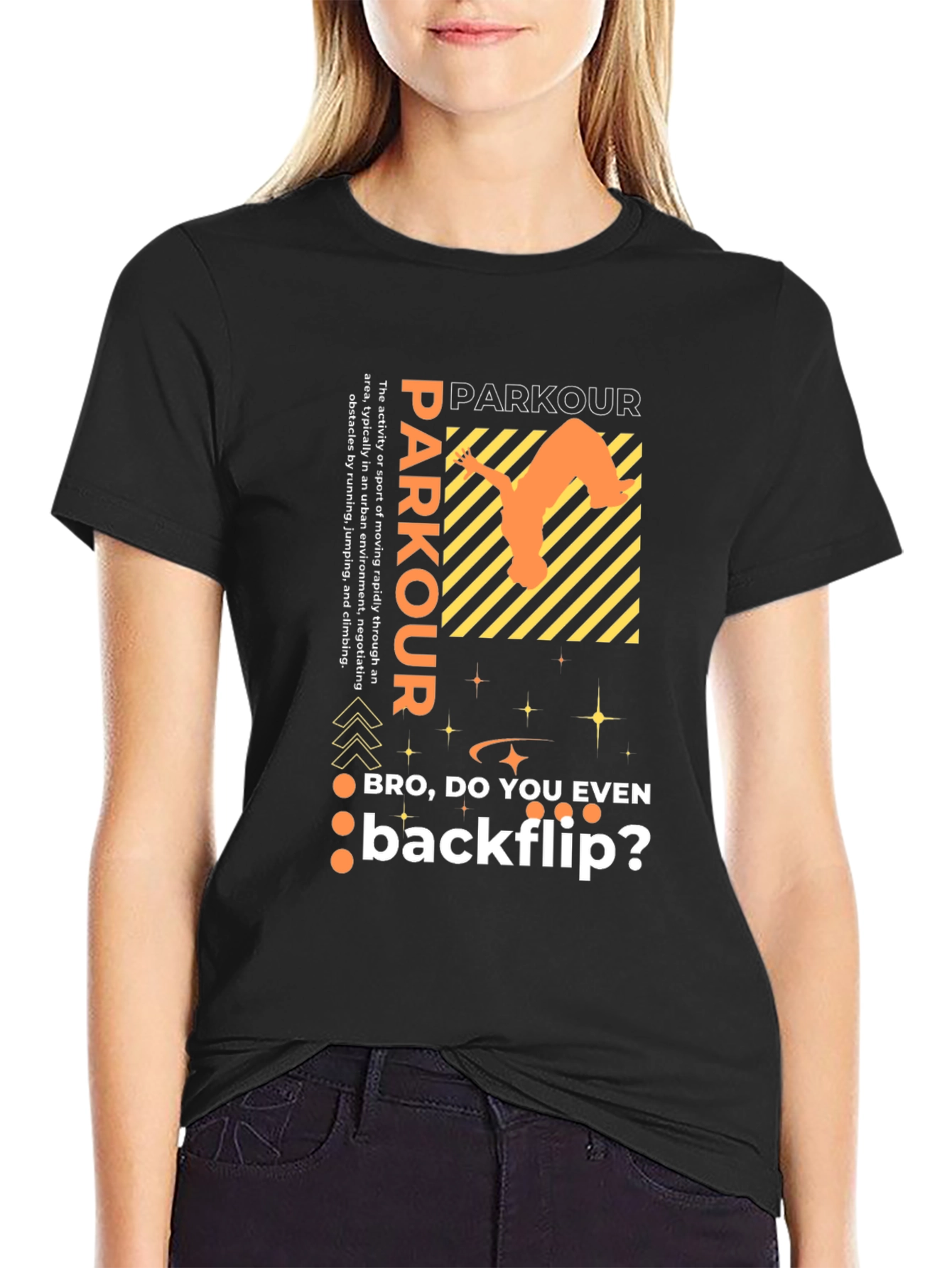 Black Parkour Backflip Graphic Tee - Urban Sport Style view 2