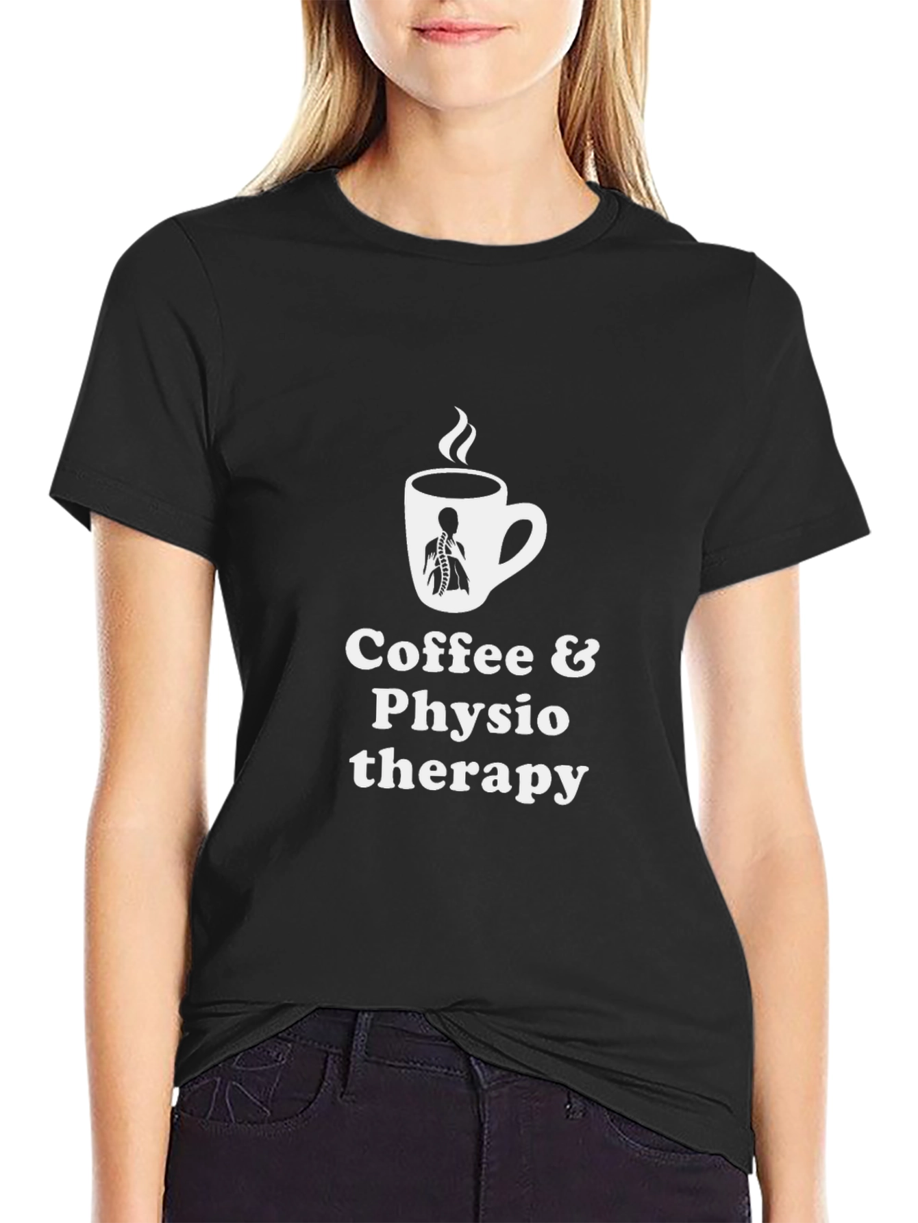 Black Coffee & Physiotherapy T-Shirt - Black view 2
