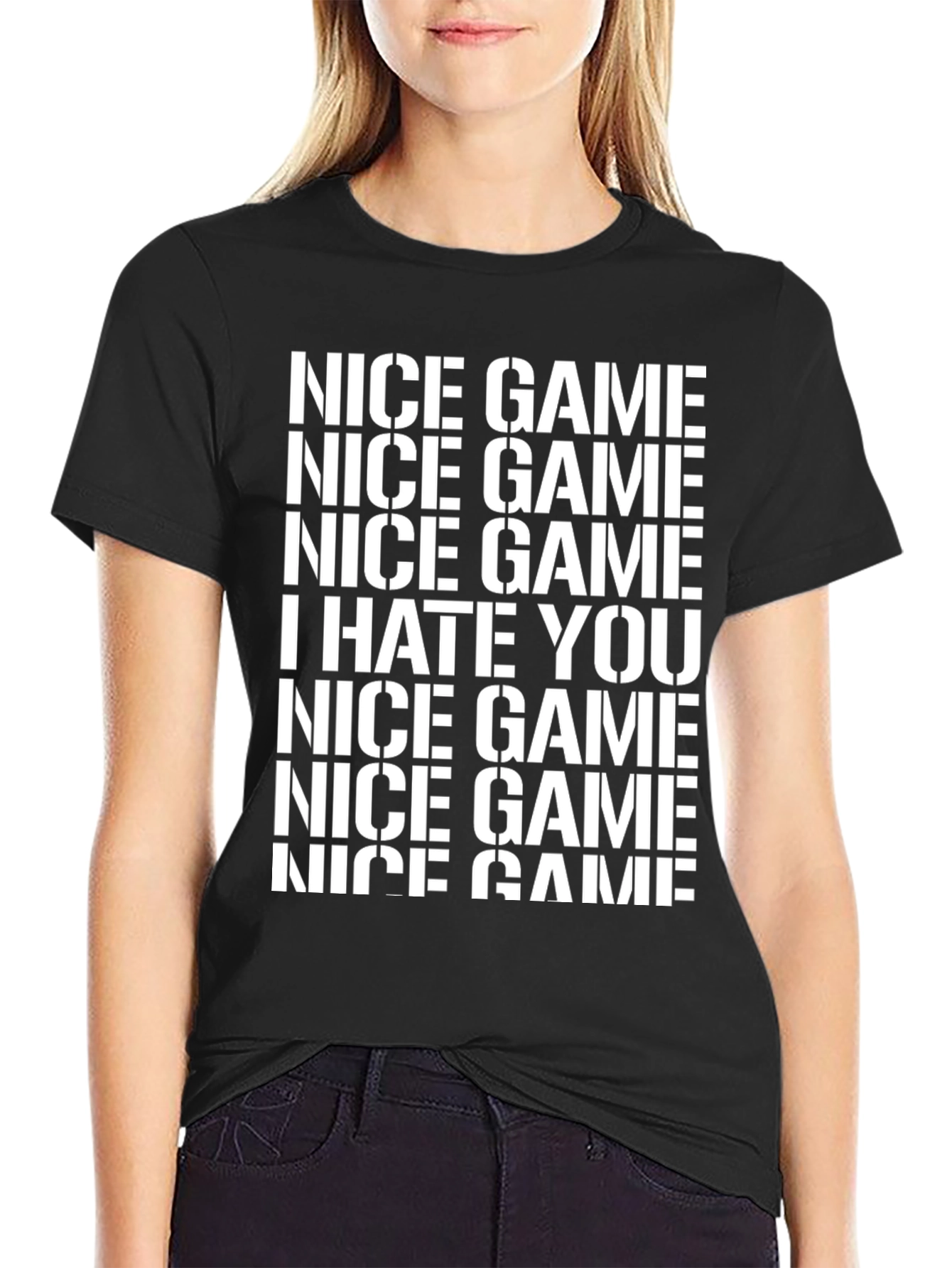 Black Nice Game, I Hate You Graphic Tee view 2