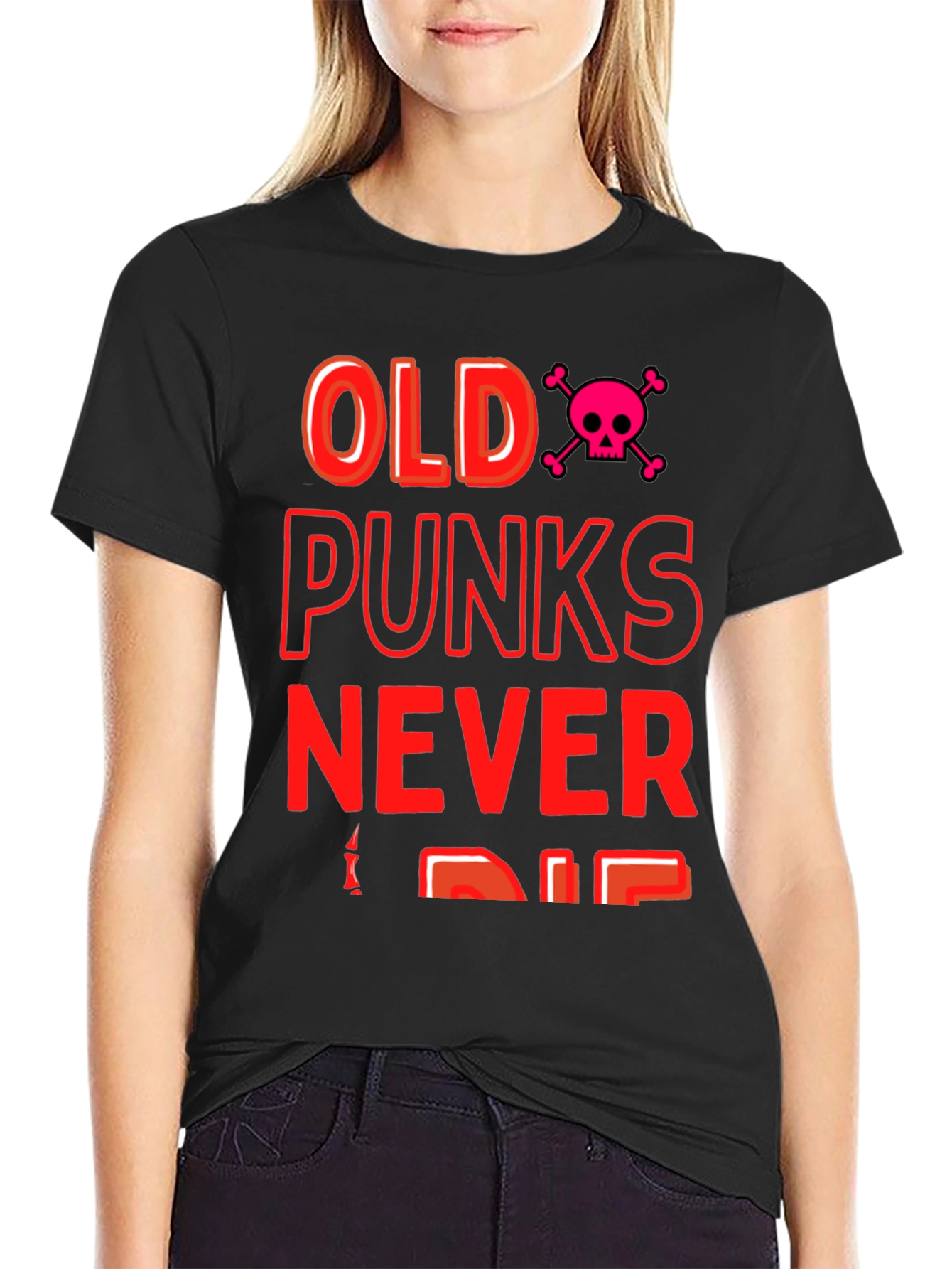 Black Old Punks Never Die Graphic Tee view 2