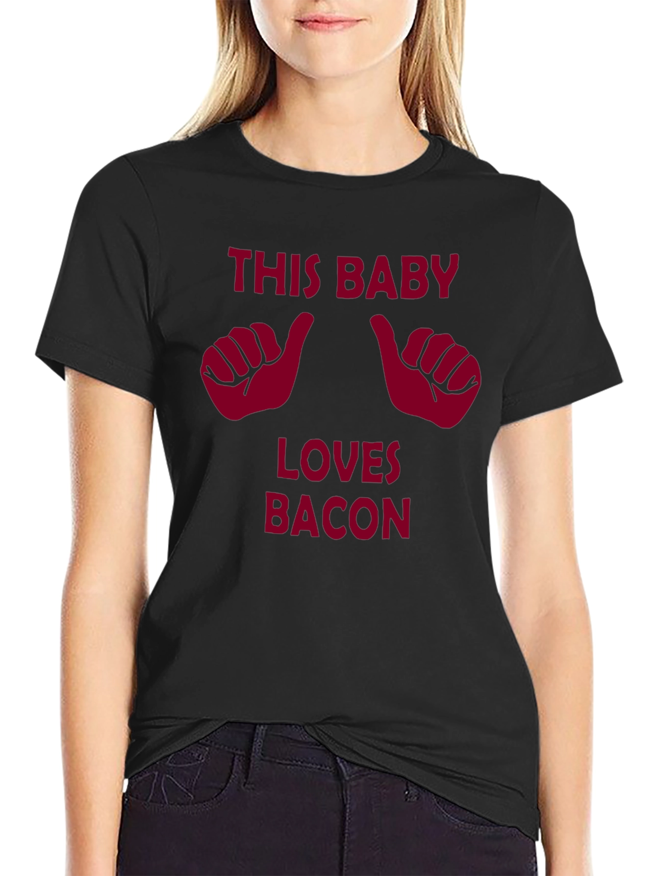 Black This Baby Loves Bacon Graphic Tee view 2