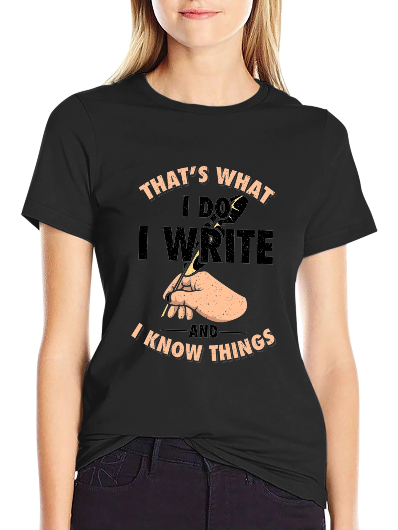 Black I Write & Know Things Graphic Tee view 2