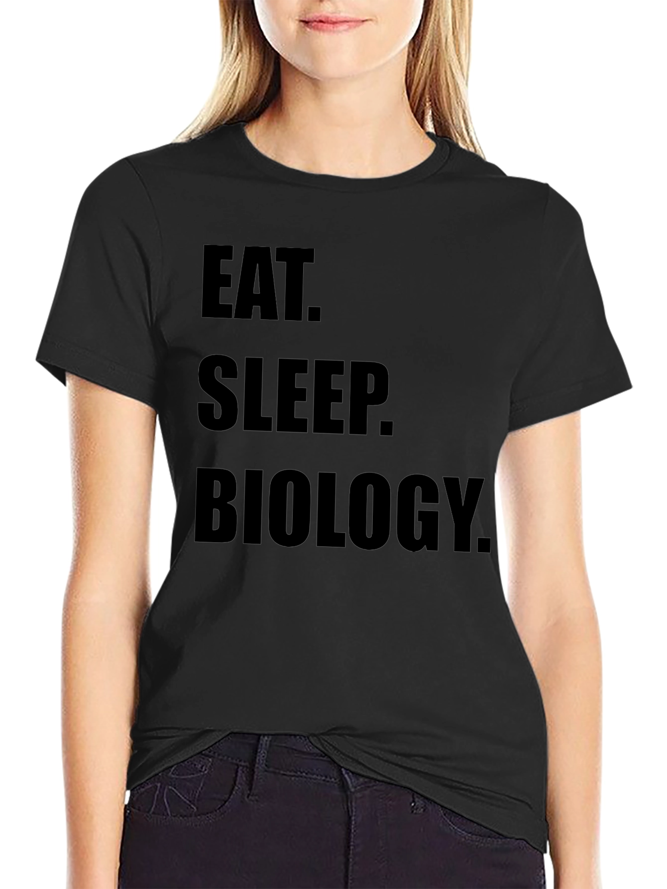 Black Eat Sleep Biology T-Shirt - Black Cotton Tee view 2