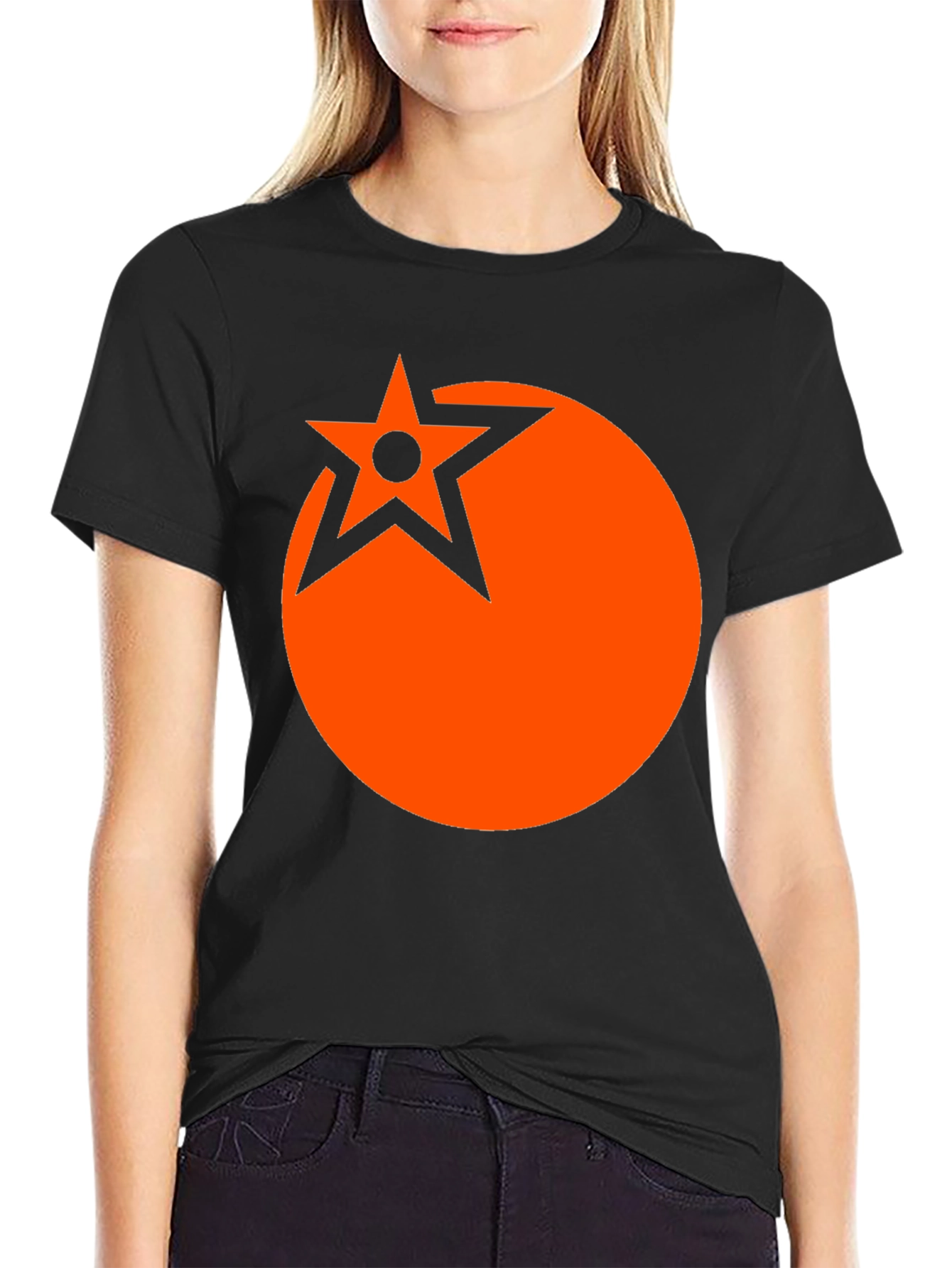 Black Star Circle Graphic Tee - Bold Statement Shirt view 2
