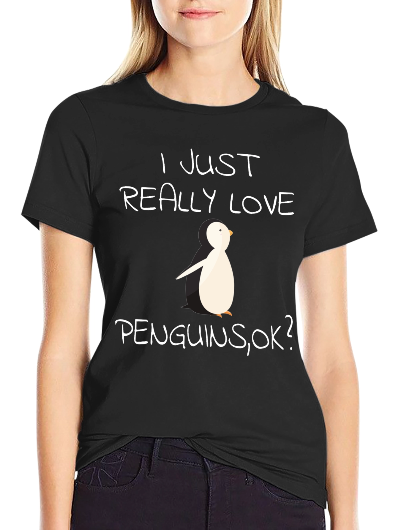 Black Penguin Lover T-Shirt - I Just Really Love Penguins view 2