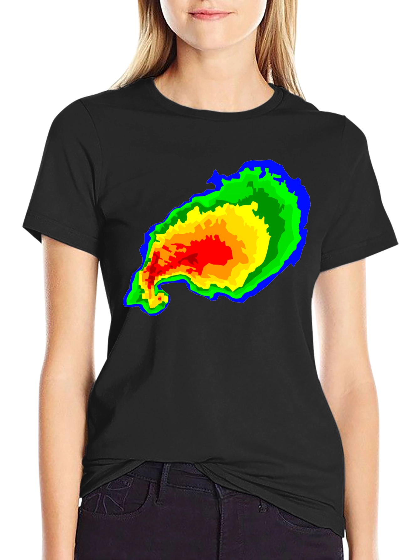 Black Weather Radar Graphic T-Shirt view 2
