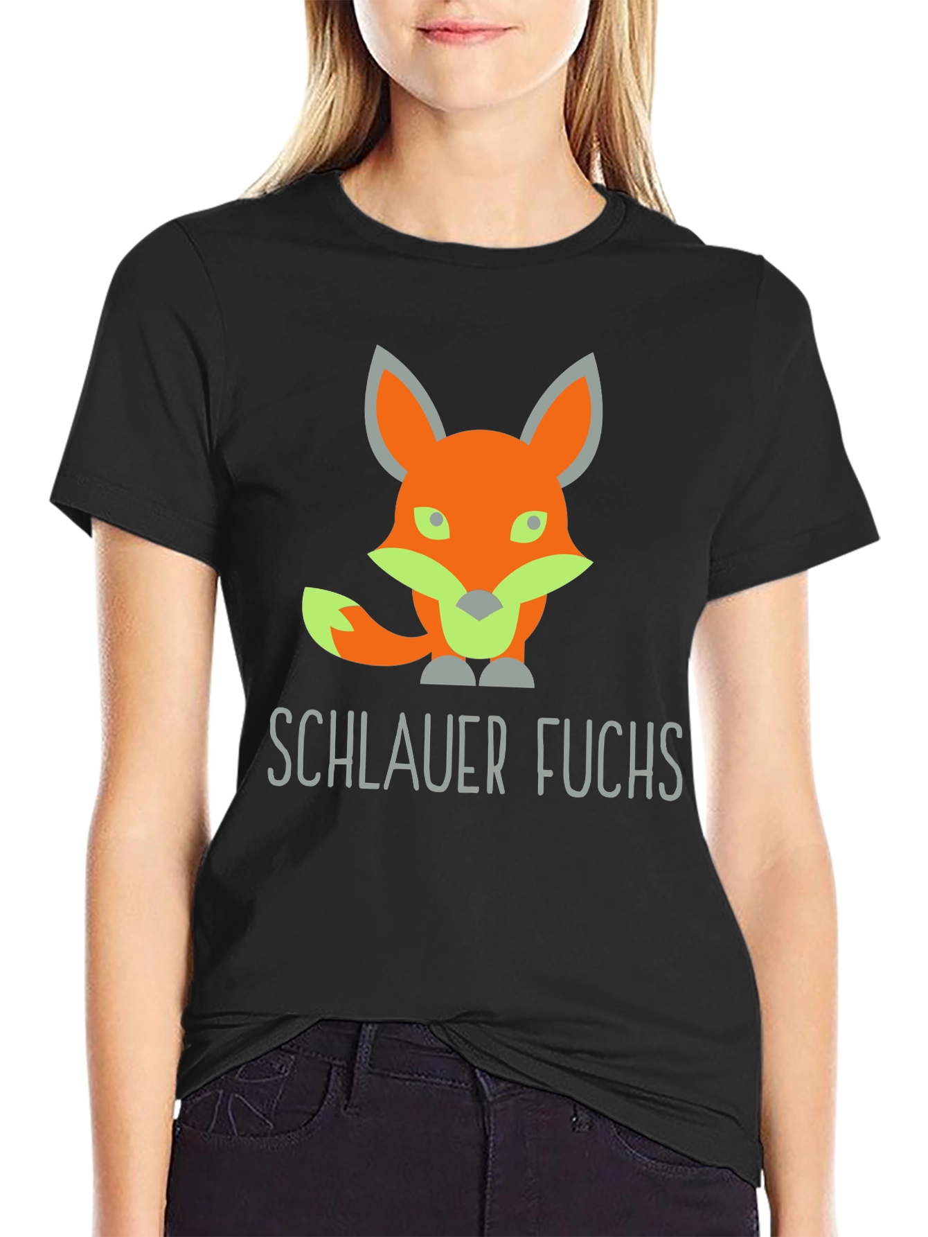 Black Schlauer Fuchs T-Shirt - Clever Fox Design view 2