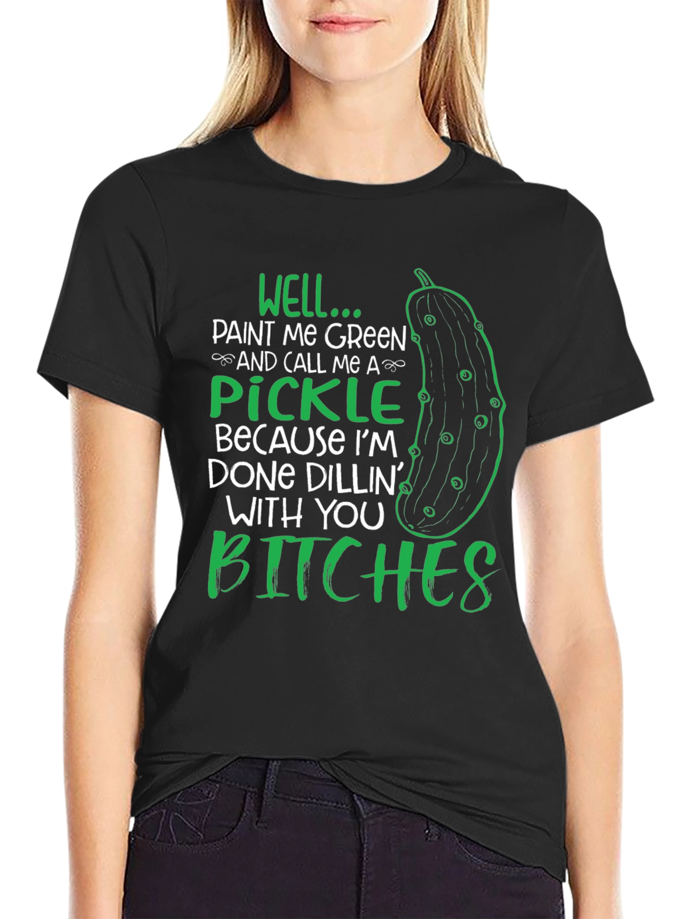 Black Funny Pickle Graphic T-Shirt view 2