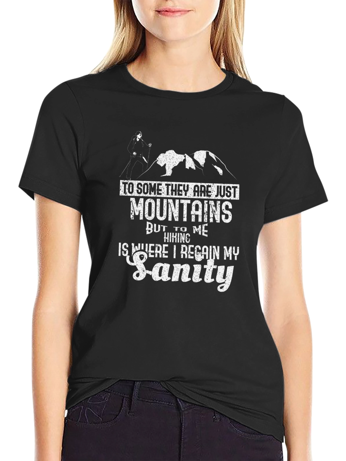 Black Mountains & Hiking Sanity Black T-Shirt view 2