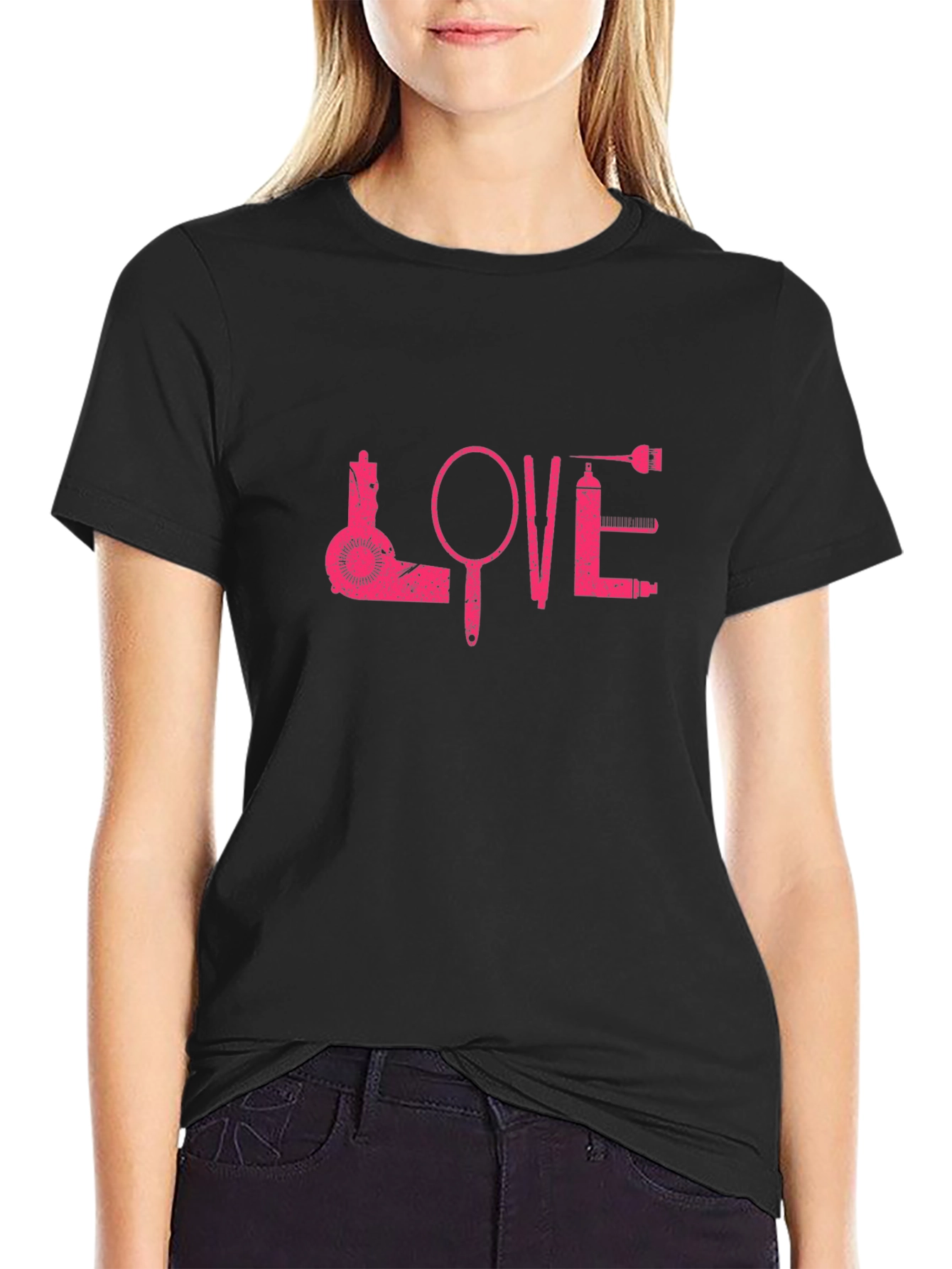 Black Love Hair Stylist Graphic Tee view 2