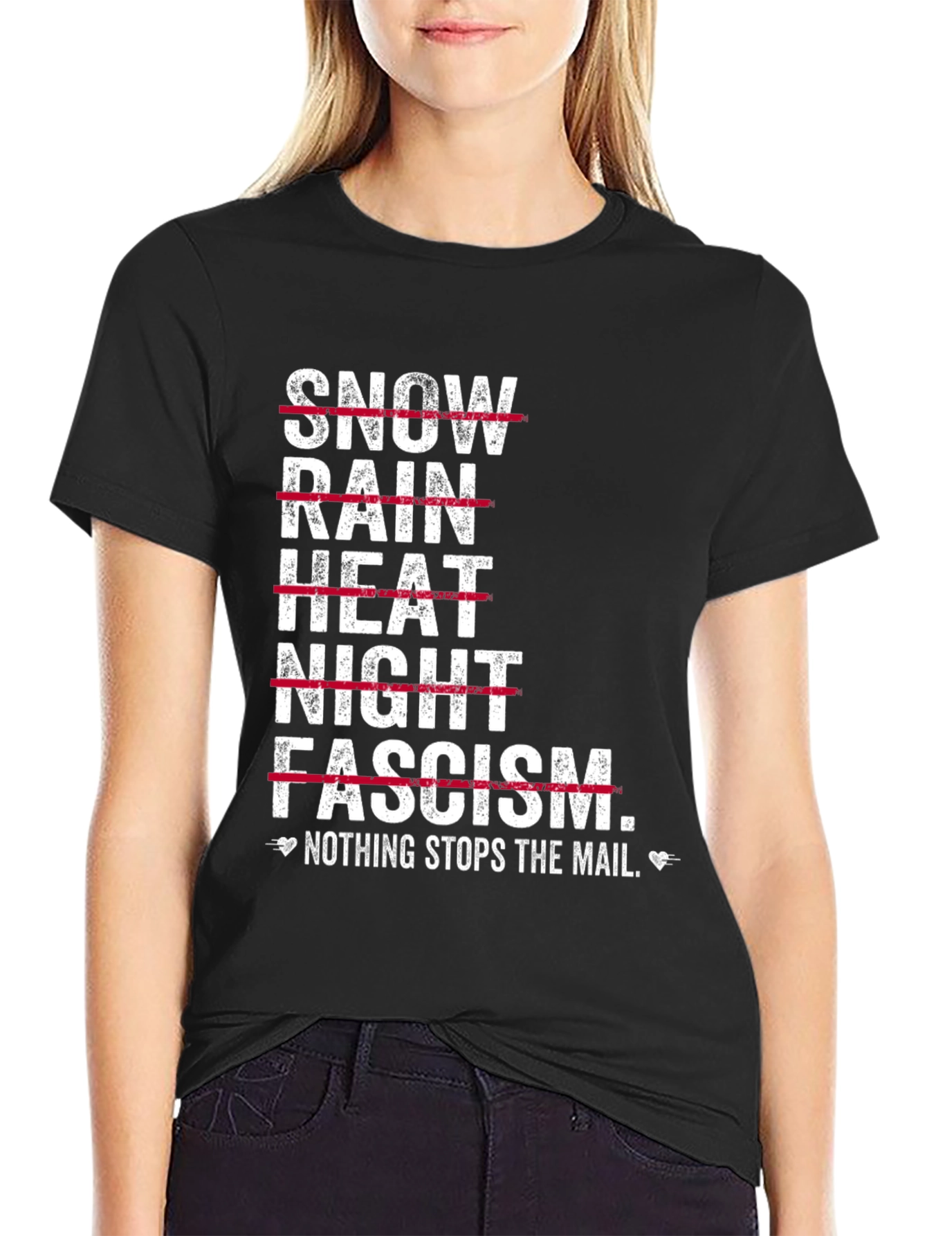 Black Nothing Stops the Mail Graphic T-Shirt view 2