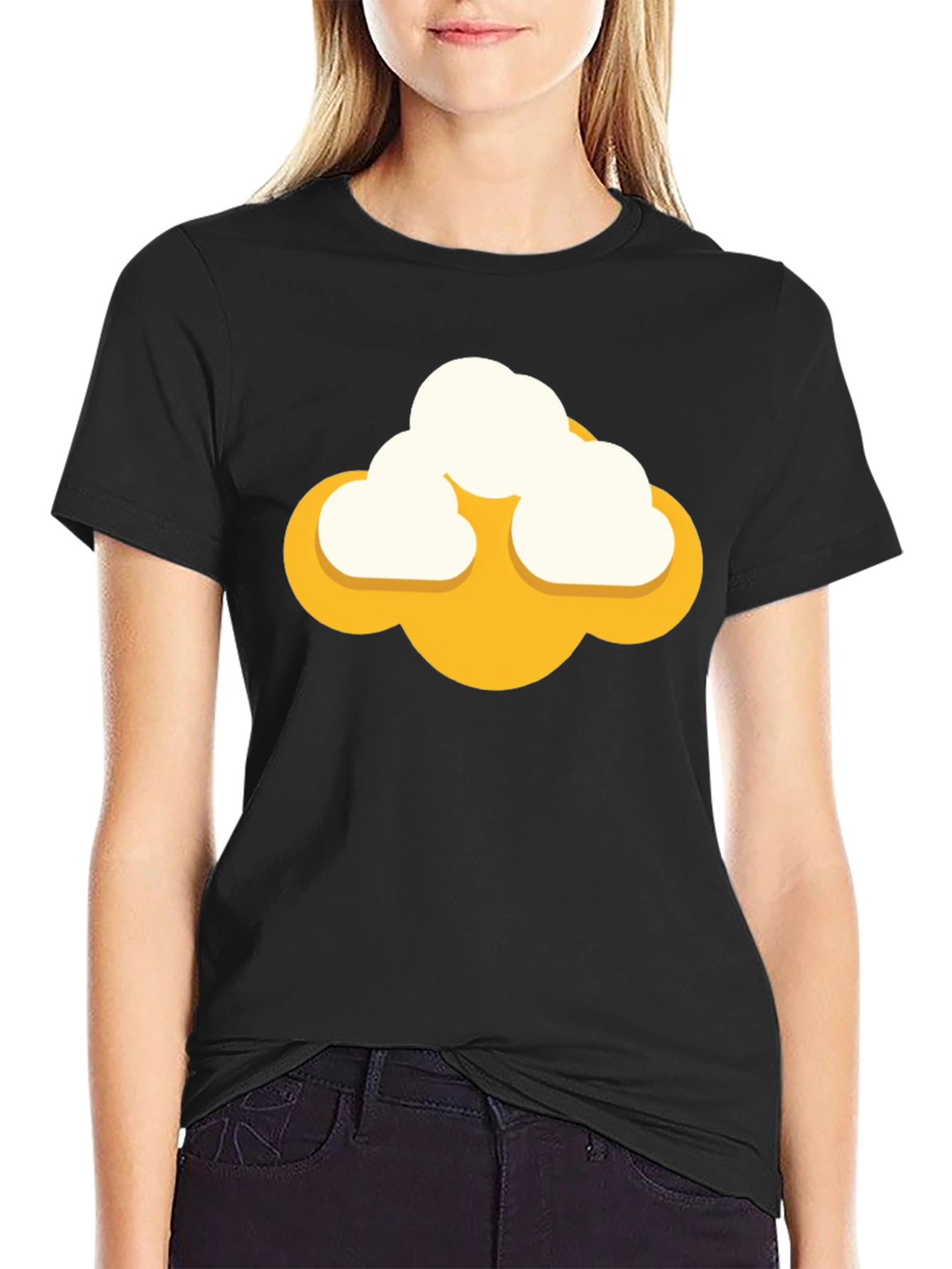 Black Cartoon Cloud Graphic Tee - Mens Black Short Sleeve Shirt view 2
