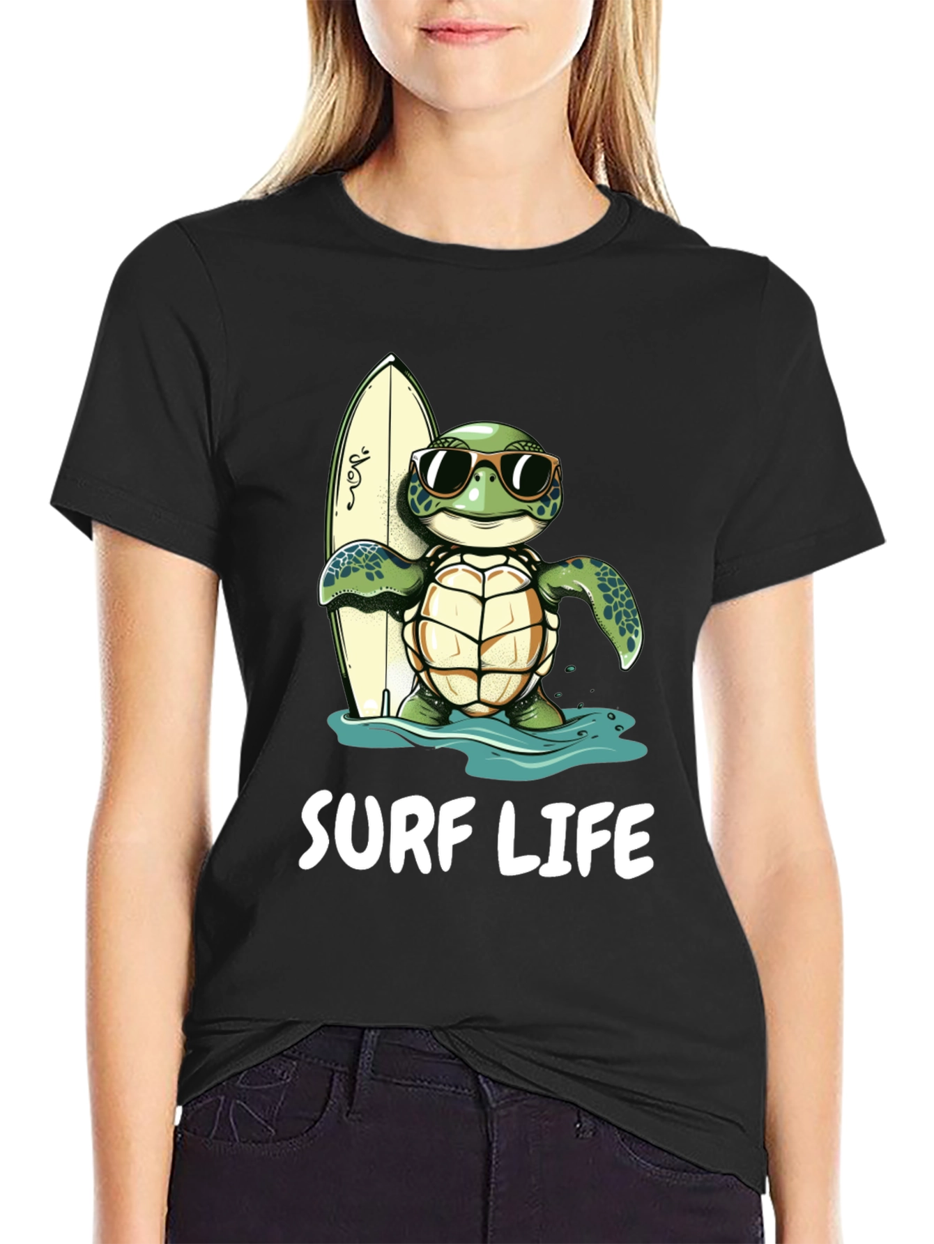 Black Surf Life Turtle Graphic Tee - Beach Ready! view 2