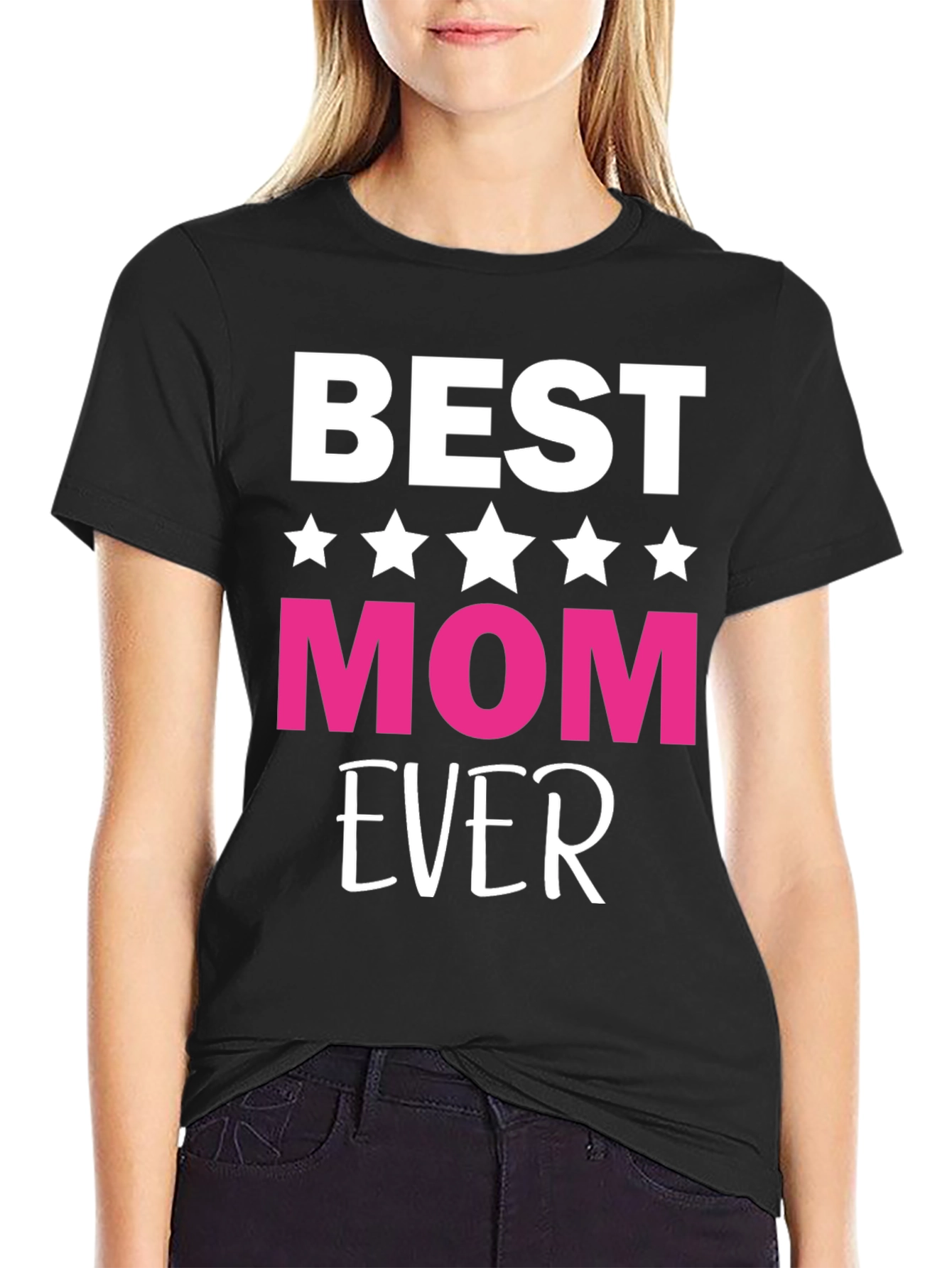 Black Best Mom Ever Graphic Tee - Black view 2