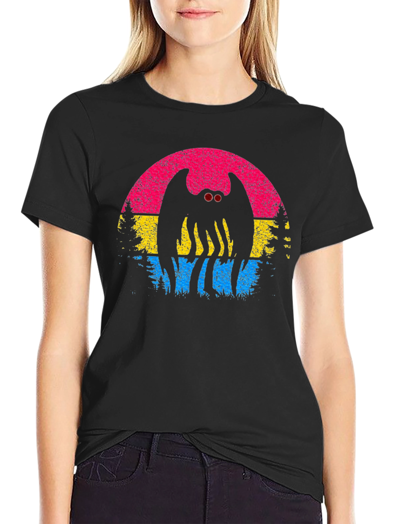 Mothman Pansexual Pride T-Shirt - Cryptid Sunset Tee - 2