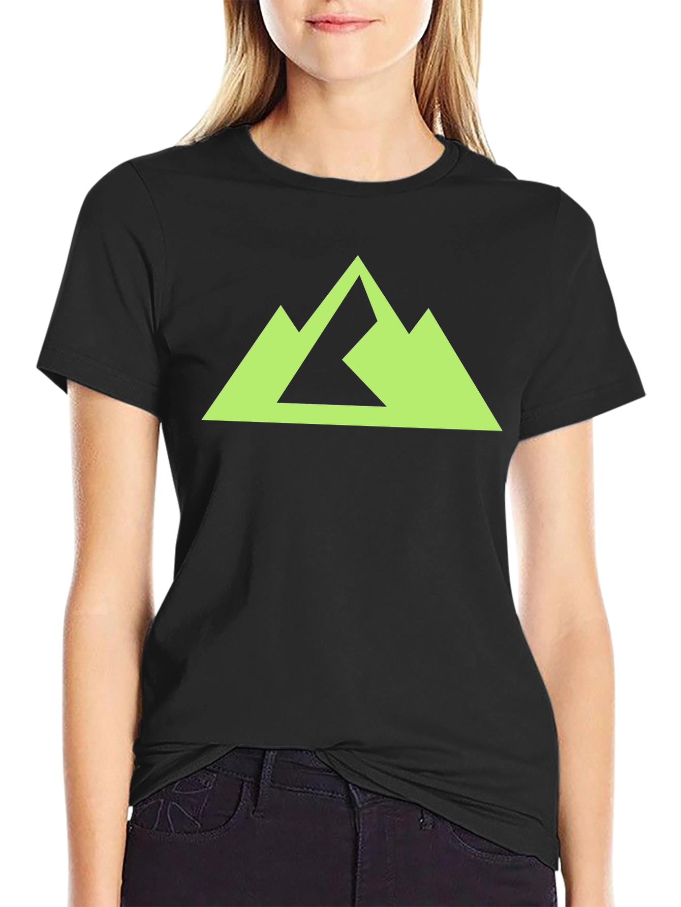 Black Geometric Mountain Peak Graphic Tee - Black view 2