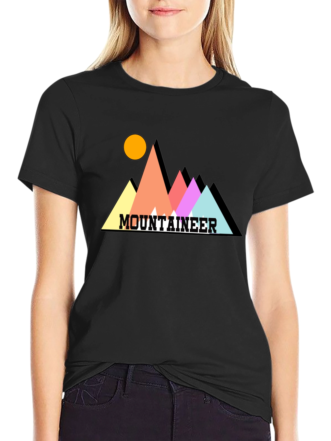 Black Mountaineer Graphic Tee - Stylish Black Cotton T-Shirt view 2