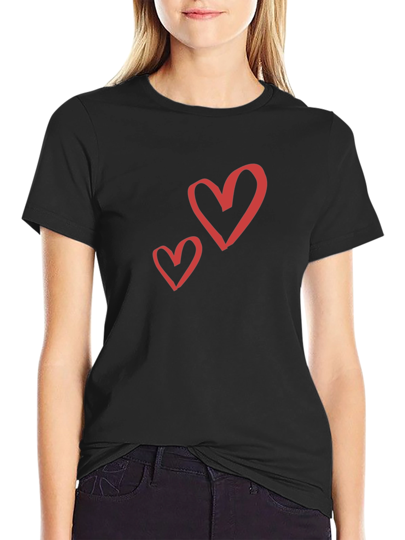 Black Heart Graphic Black Crew Neck T-Shirt view 2