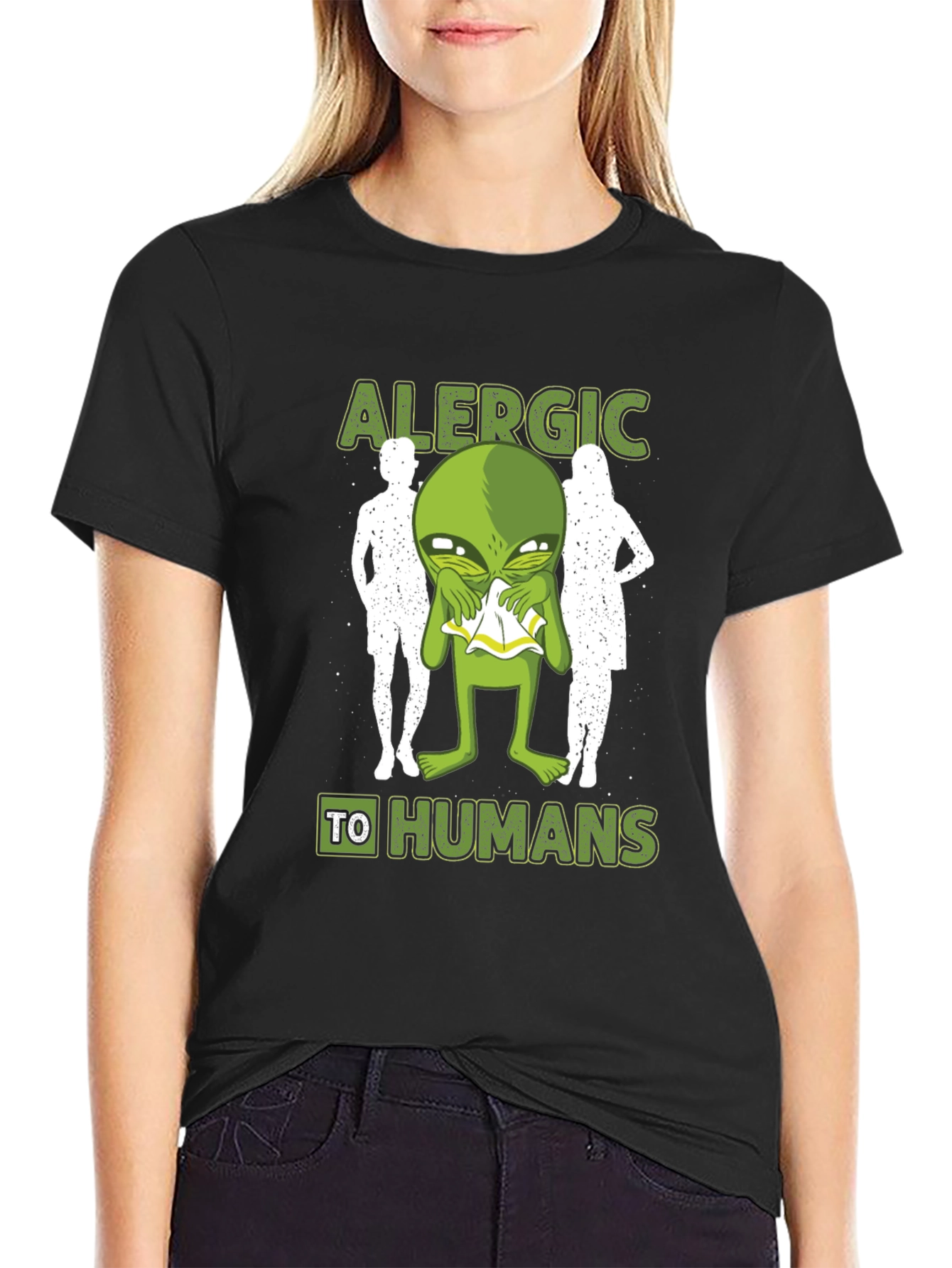 Allergic to Humans Alien Graphic Tee - 2