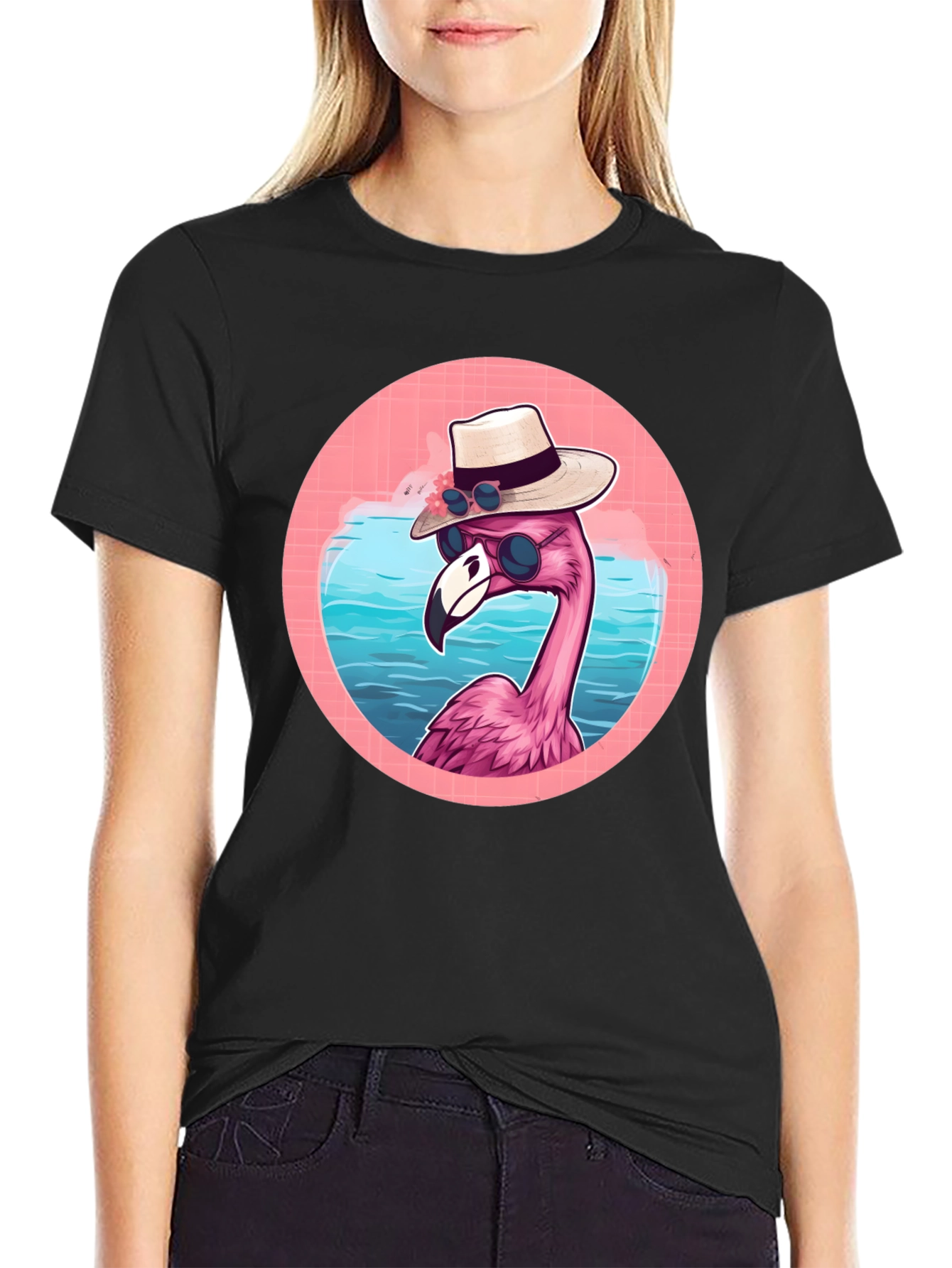 Black Cool Flamingo Graphic Tee view 2