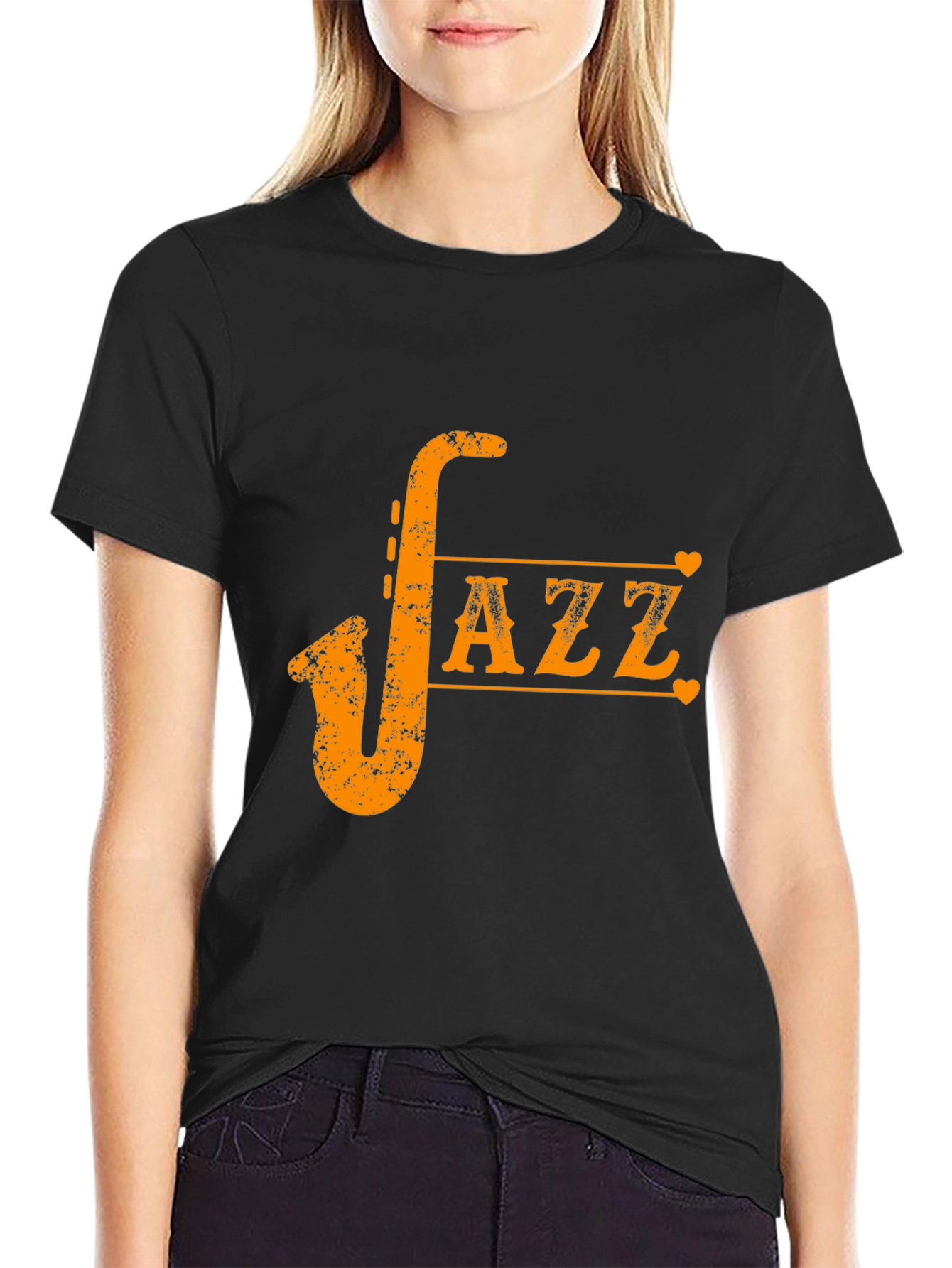 Black Jazz Saxophone Graphic Tee - Cool Musician T-Shirt view 2
