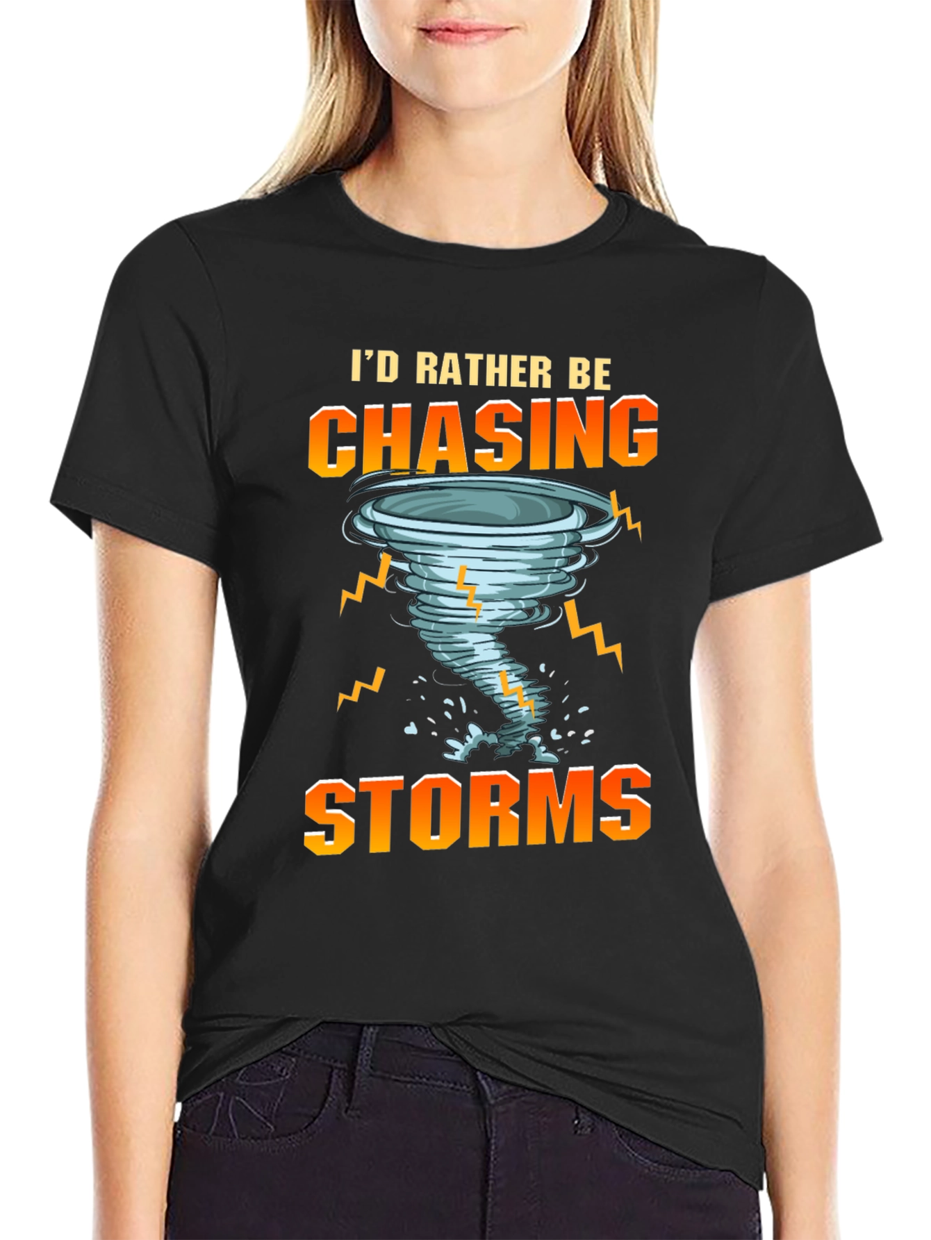 Black Storm Chaser T-Shirt: I'd Rather Be Chasing Storms view 2