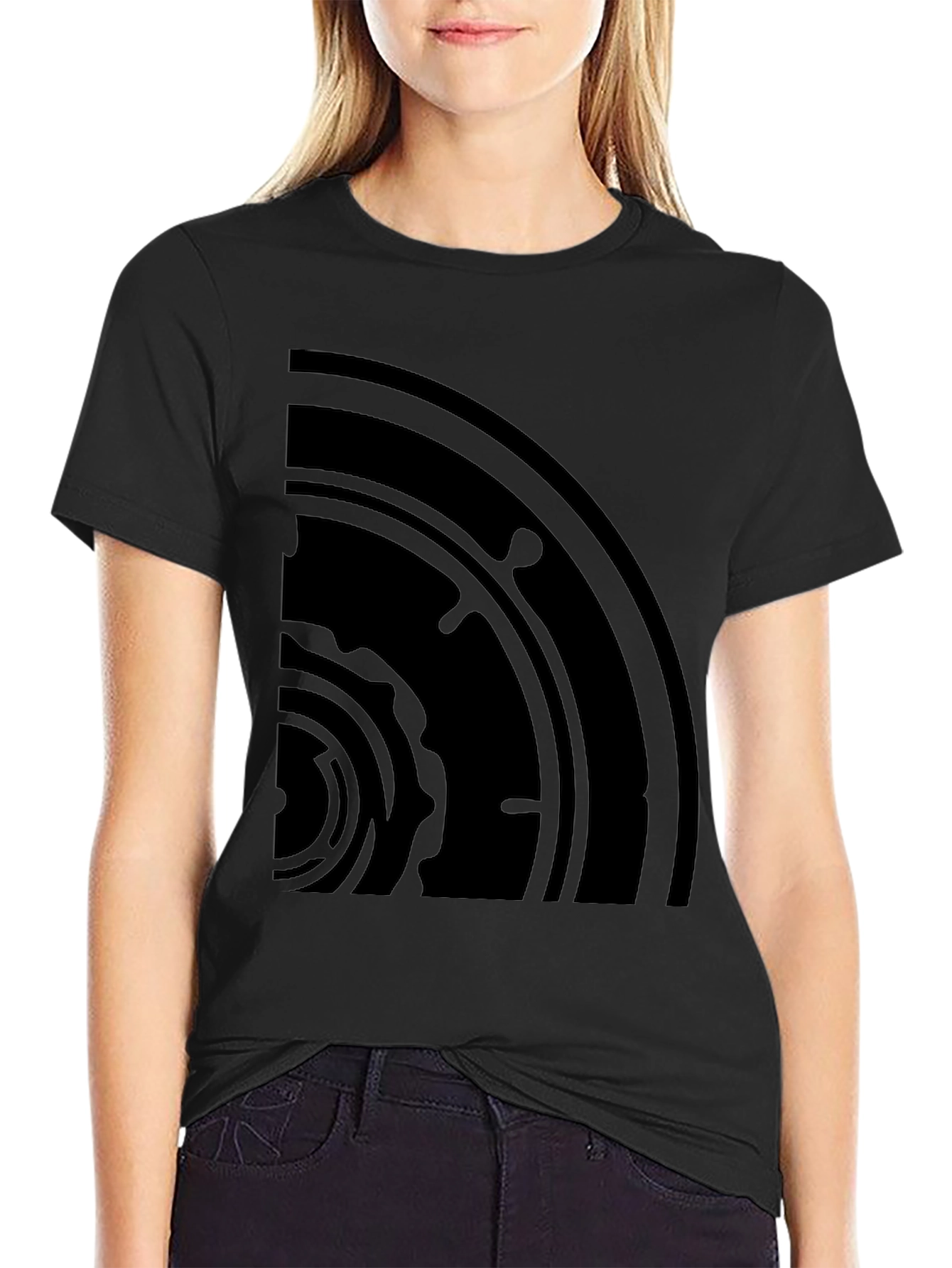 Black Abstract Graphic Black T-Shirt view 2