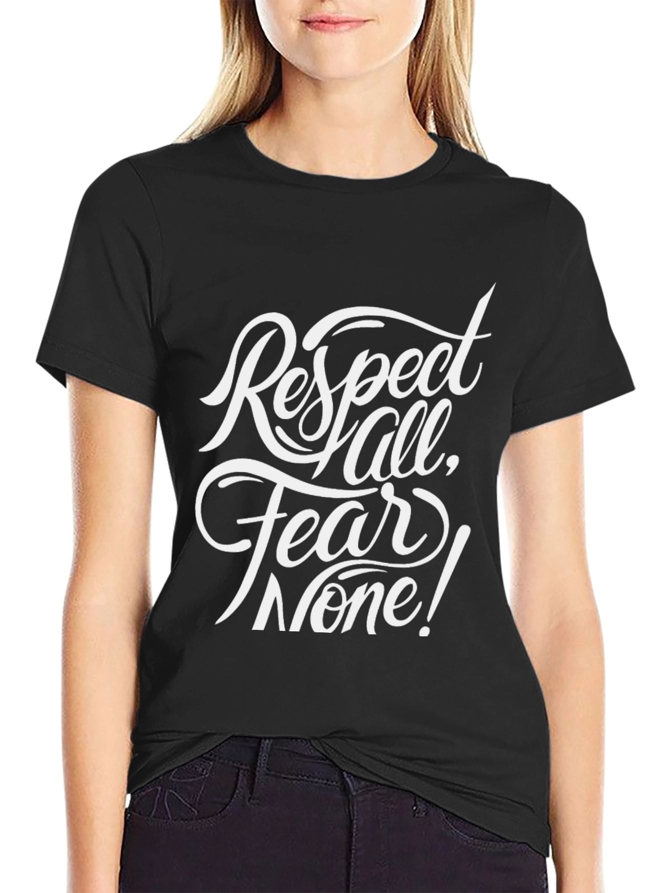 Black Respect All Fear None Graphic T-Shirt view 2