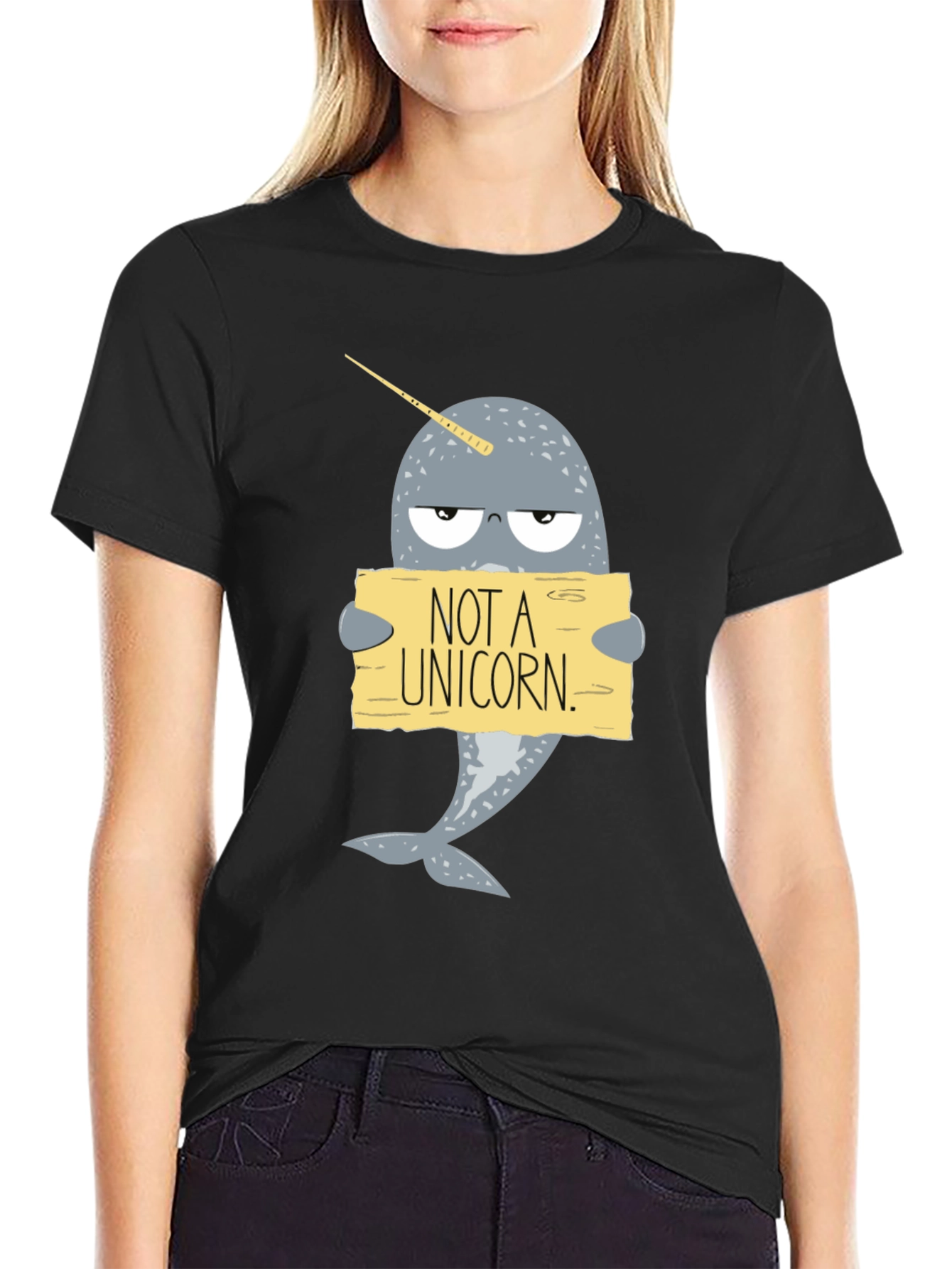 Black Funny Narwhal T-Shirt - Not A Unicorn! view 2