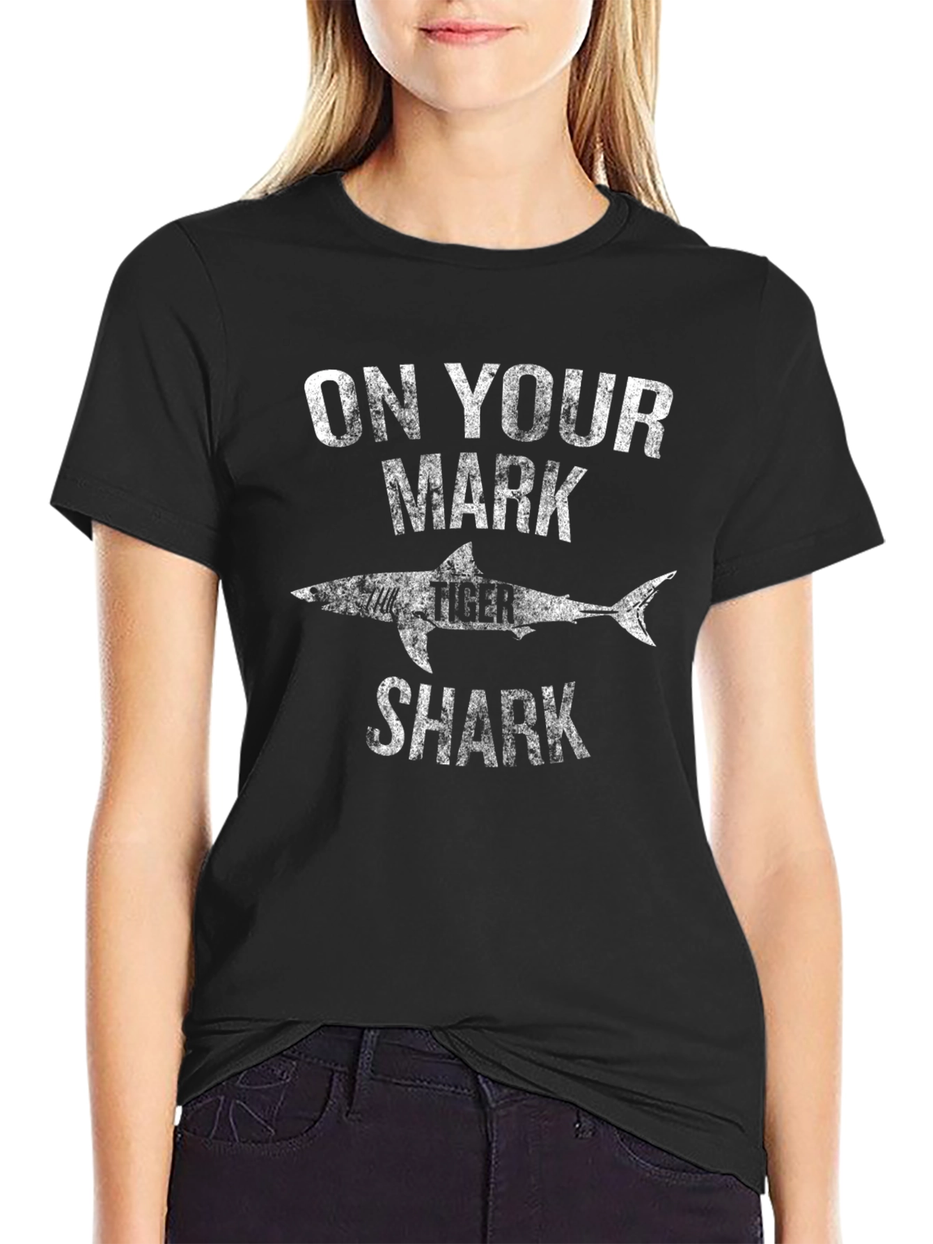 Black On Your Mark Shark Graphic Tee view 2