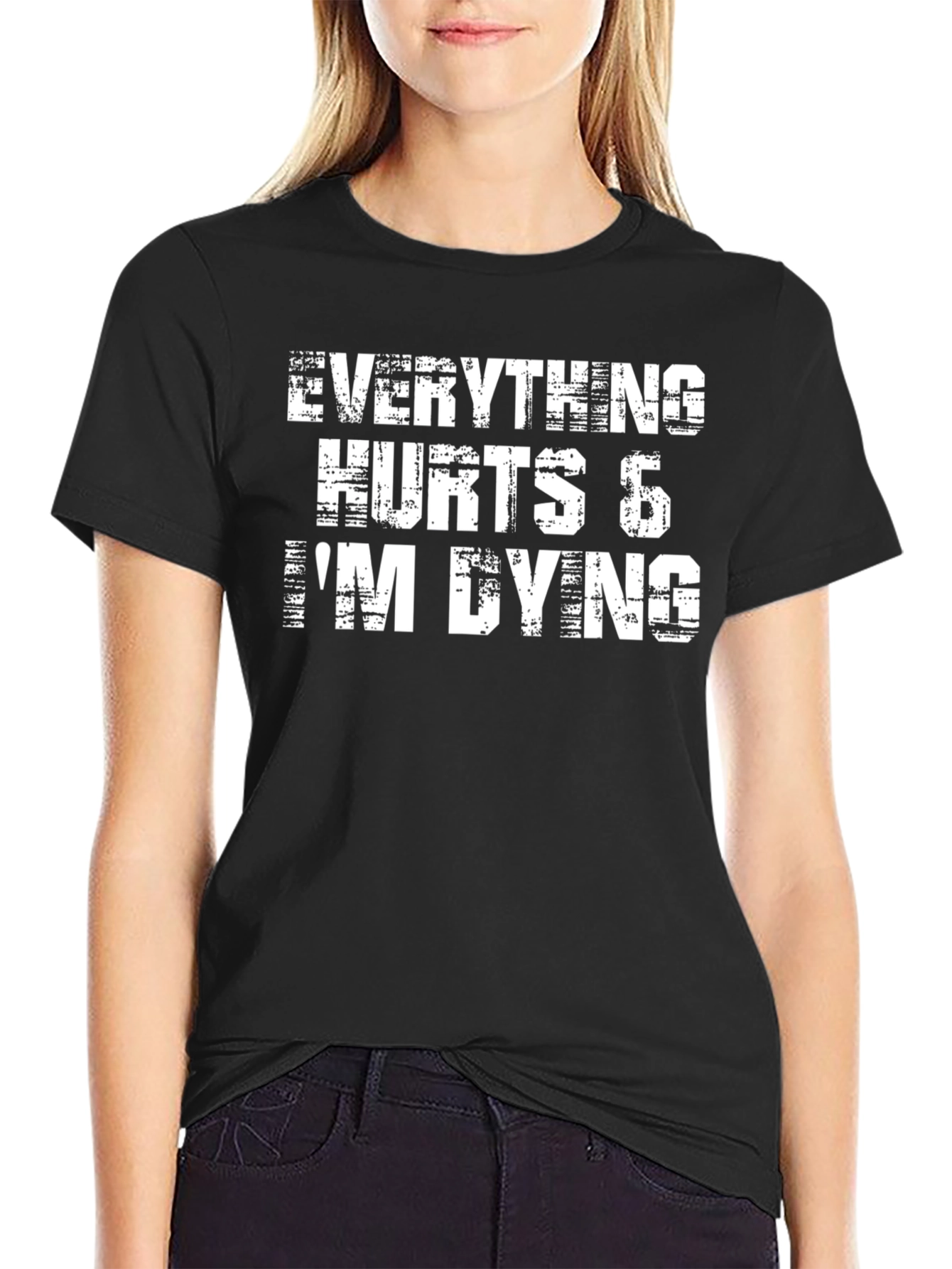 Black Everything Hurts I'm Dying Black Graphic Tee view 2