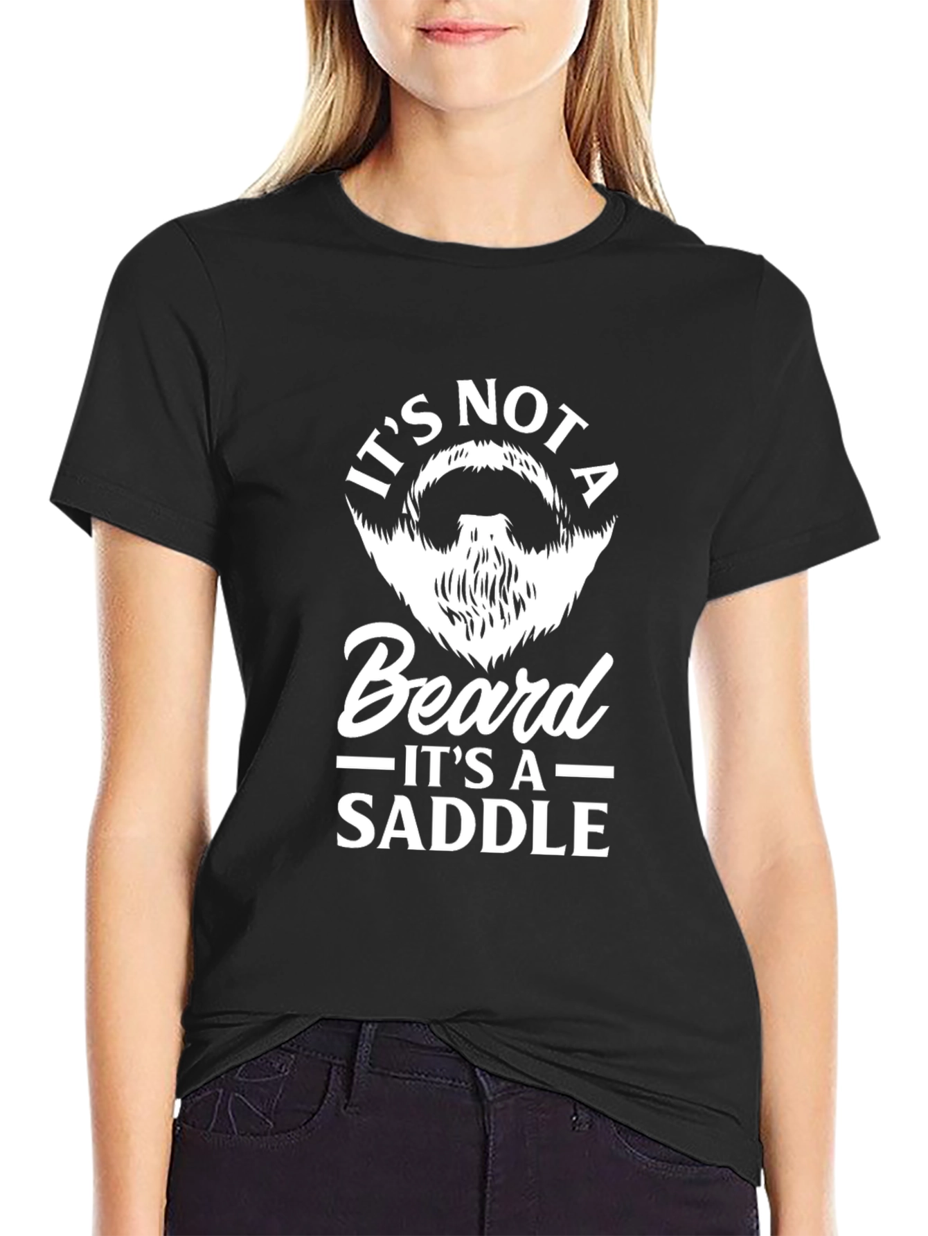 Black Funny Beard Saddle Graphic Tee view 2