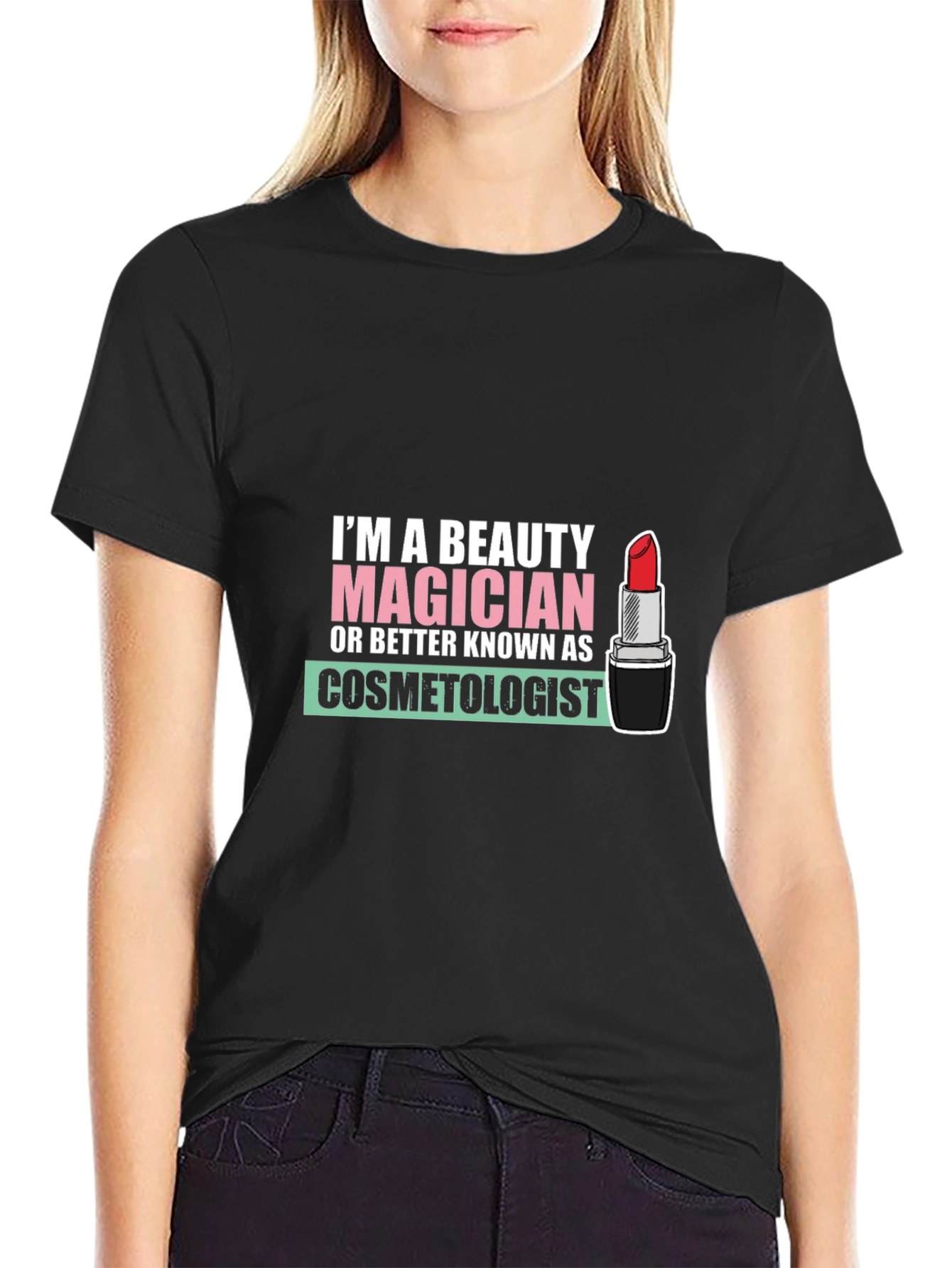Black Beauty Magician Cosmetologist T-Shirt view 2
