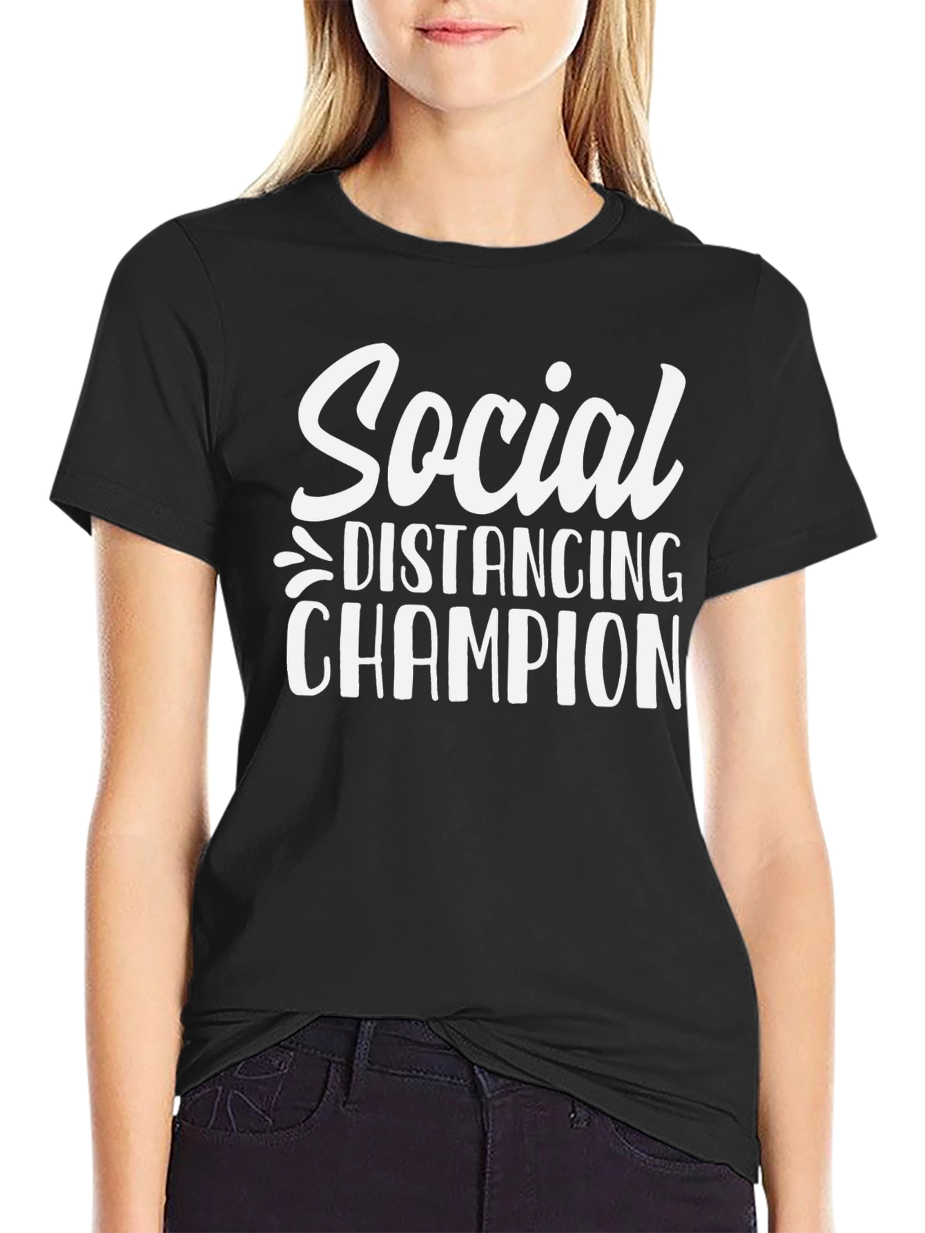 Black Social Distancing Champion T-Shirt view 2