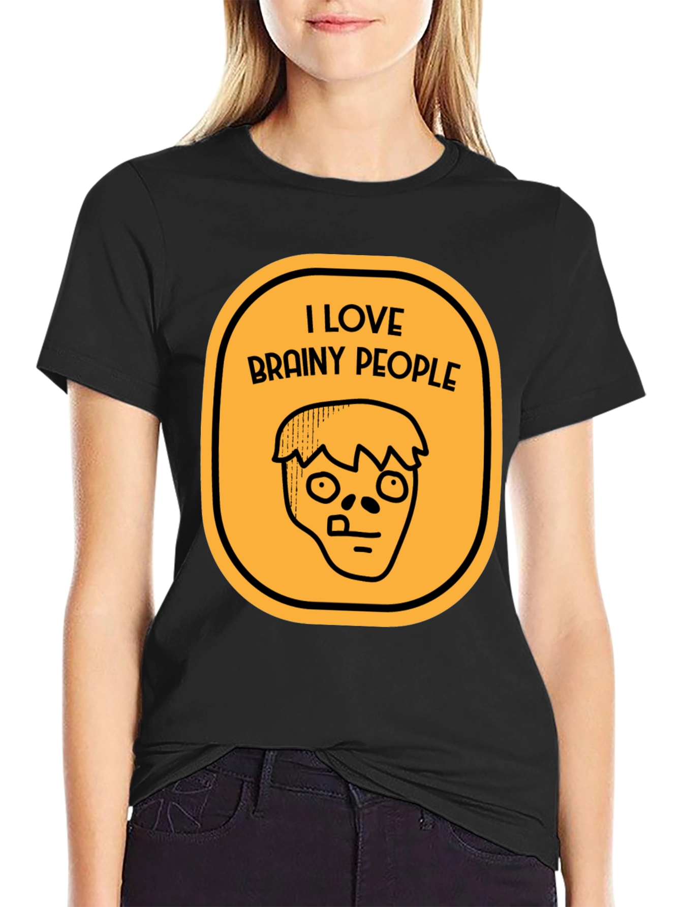Black I Love Brainy People Graphic T-Shirt view 2