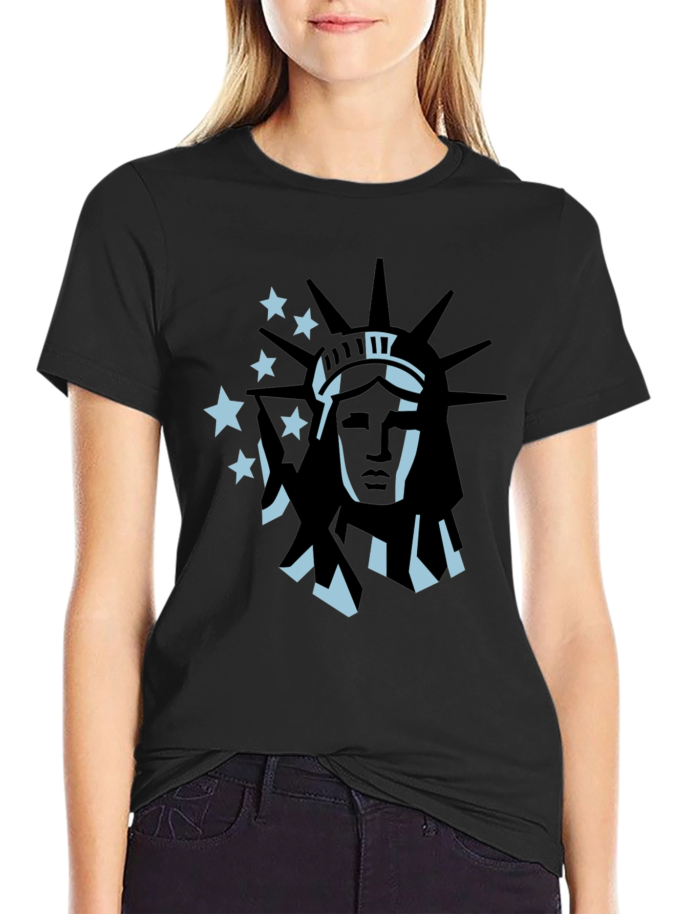 Black Statue of Liberty Graphic Tee - Black view 2