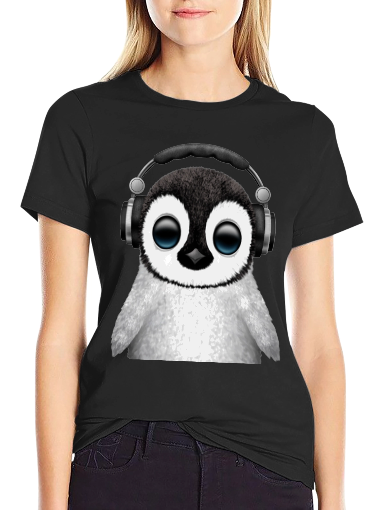 Black Penguin Headphone Graphic Tee view 2