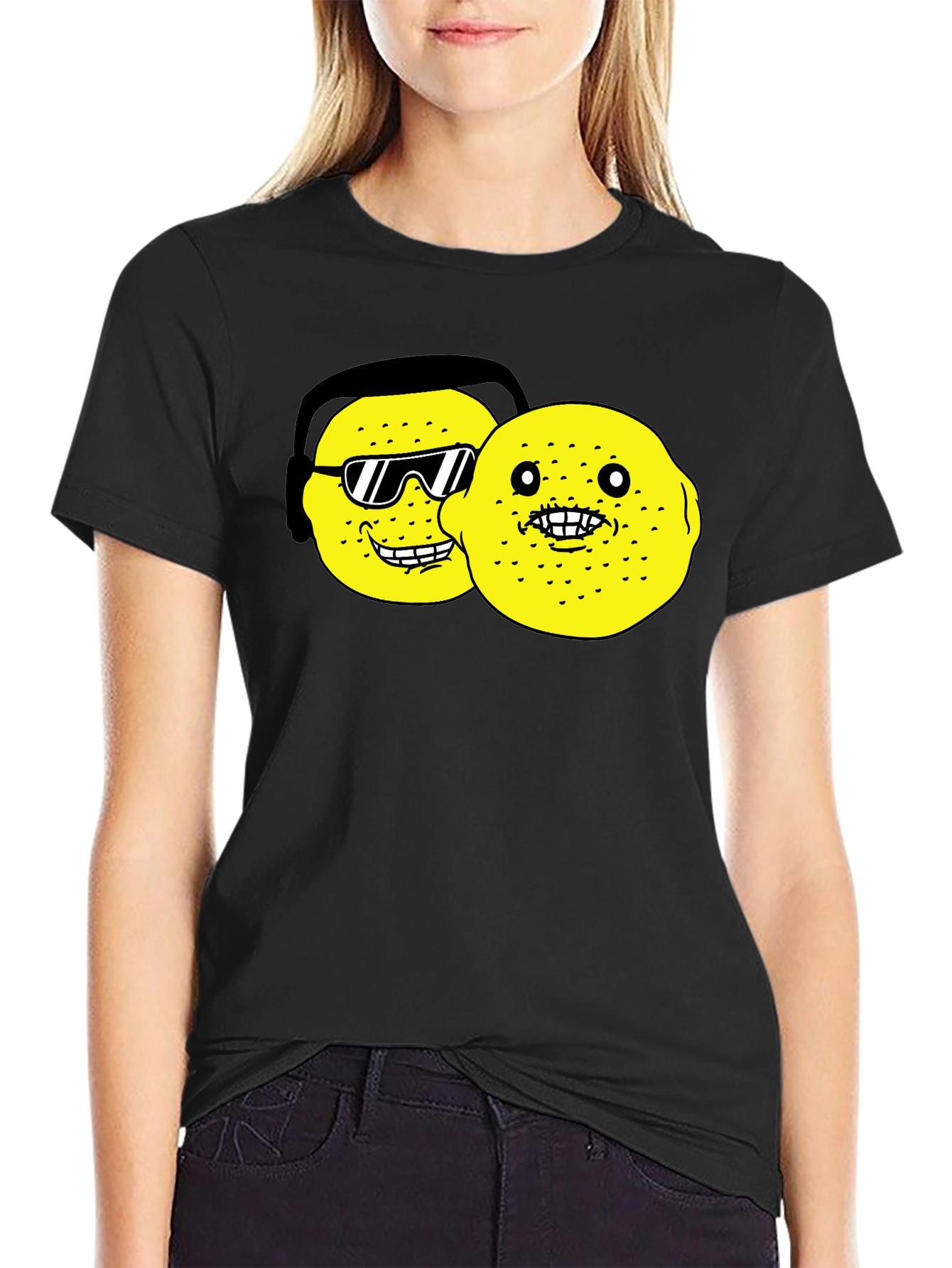 Black Lemon Character Graphic Black T-Shirt view 2