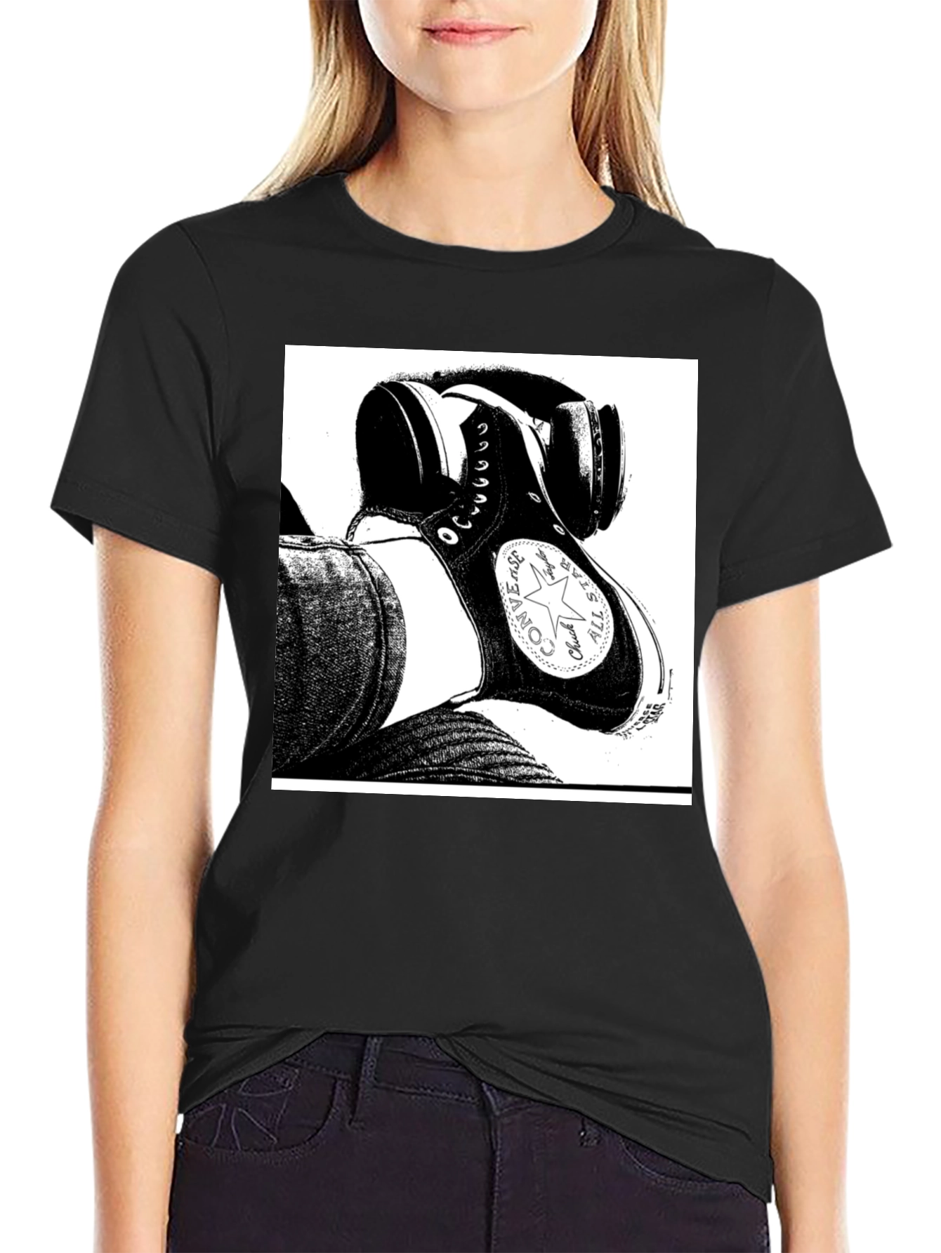 Black Converse High Top Graphic Tee - Street Style view 2