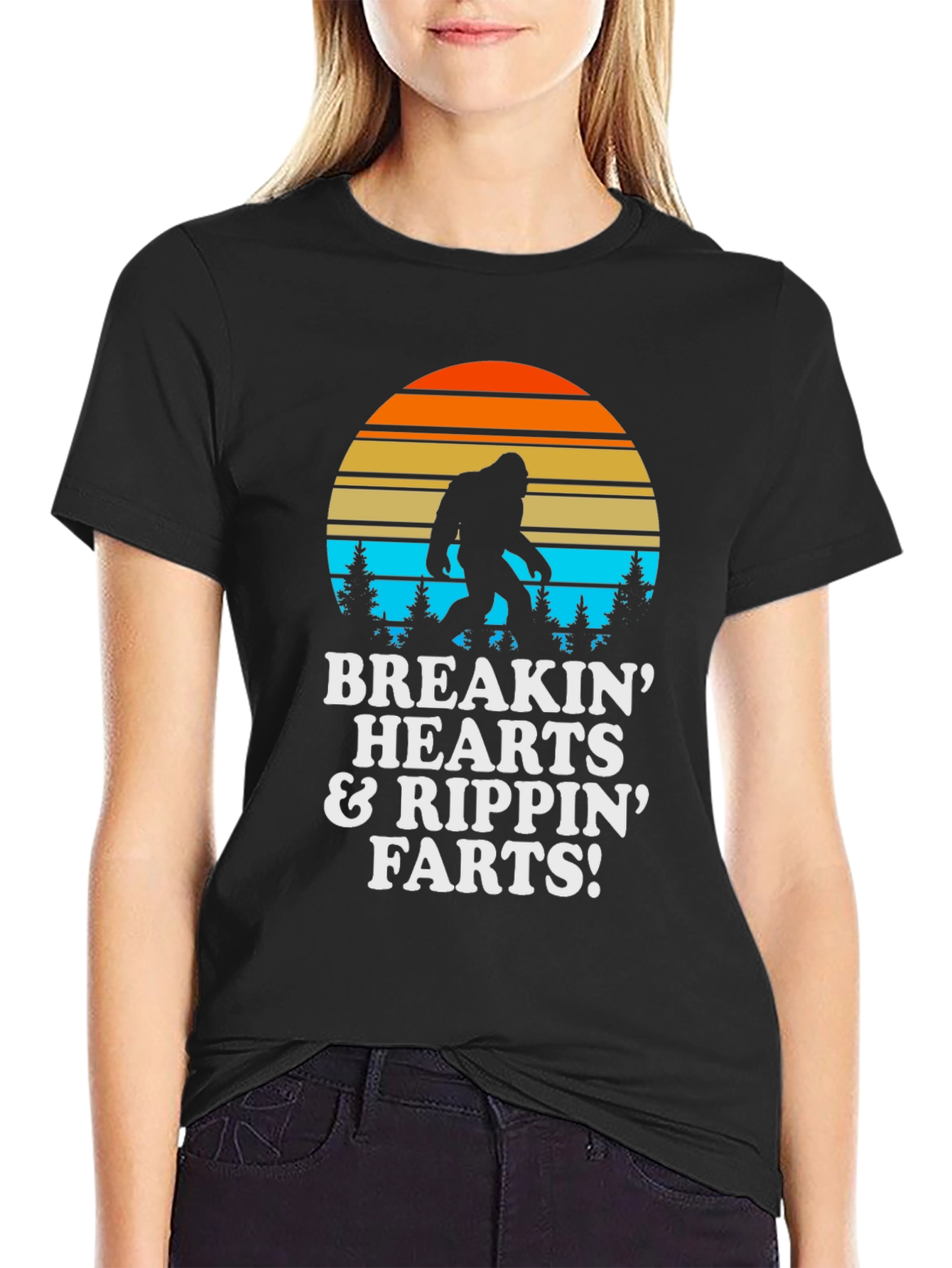 Black Breakin Hearts & Rippin Farts Bigfoot T-Shirt view 2