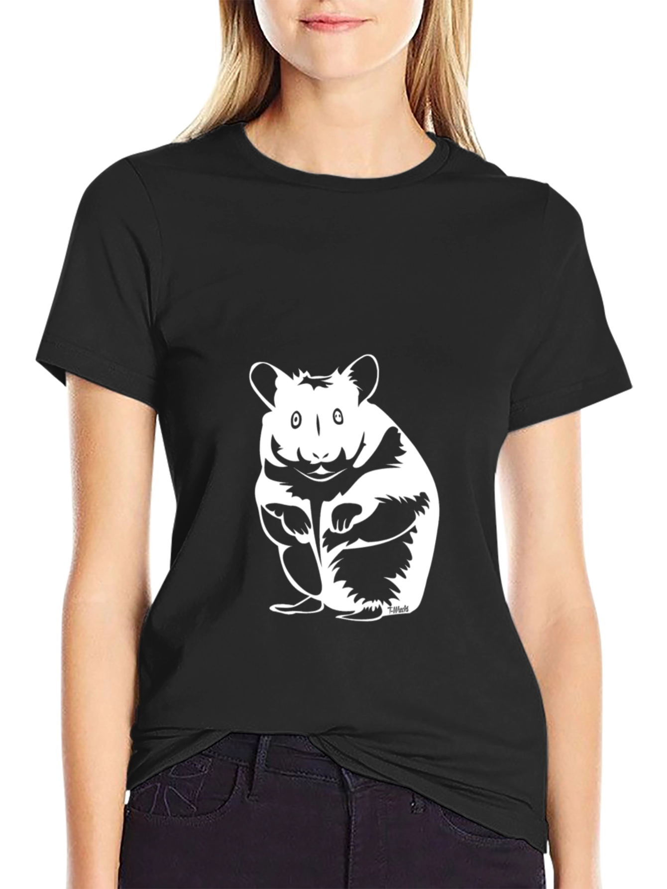 Black Hamster Graphic Tee - Funny Animal T-Shirt view 2